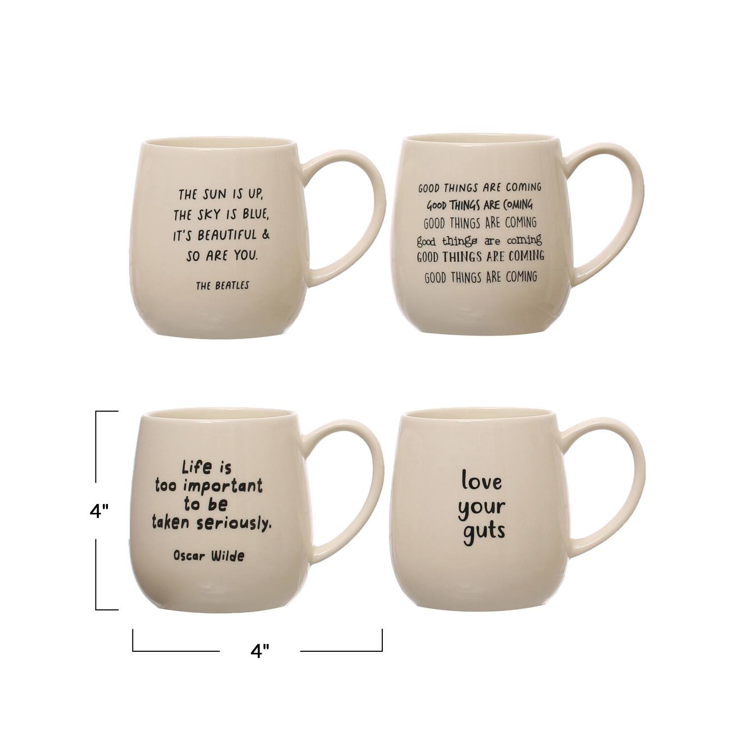 Hello Honey® 4" Quote Love Stoneware Mug Set