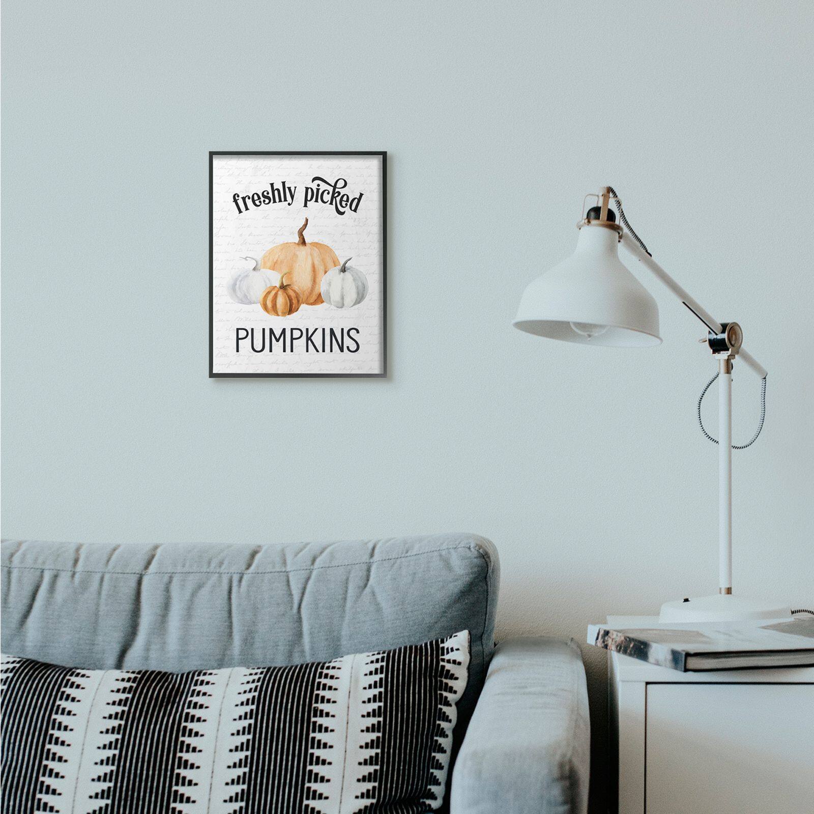 Stupell Industries Freshly Picked Pumpkins Print with Black Frame Wall Accent