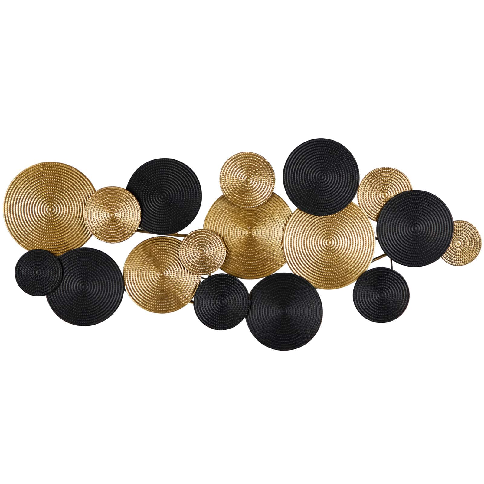 CosmoLiving by Cosmopolitan Gold Metal Overlapping Textured Spiral Plate Wall Decor with Black Accents 60" x 3" x 26"