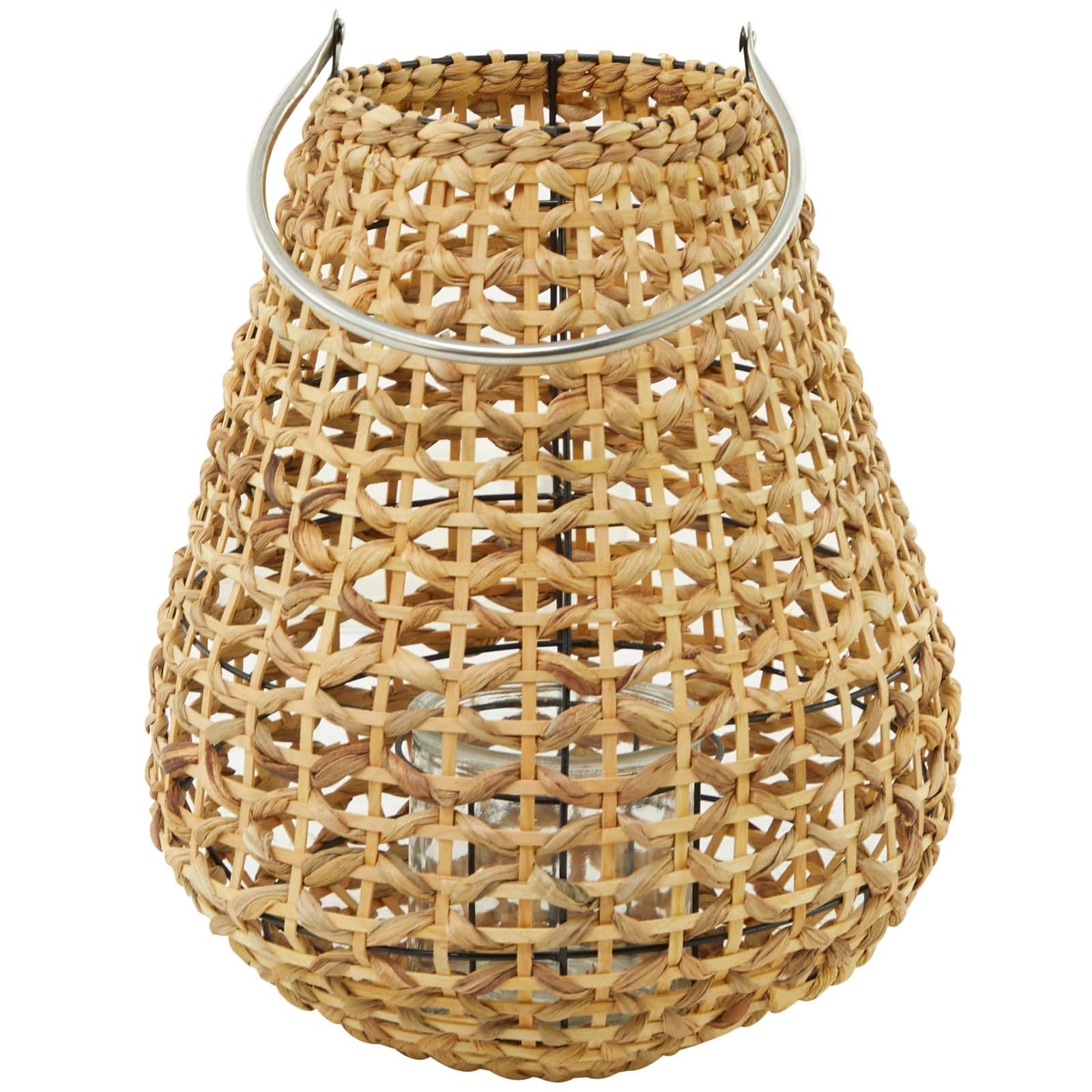 16" Natural Metal Candle Lantern