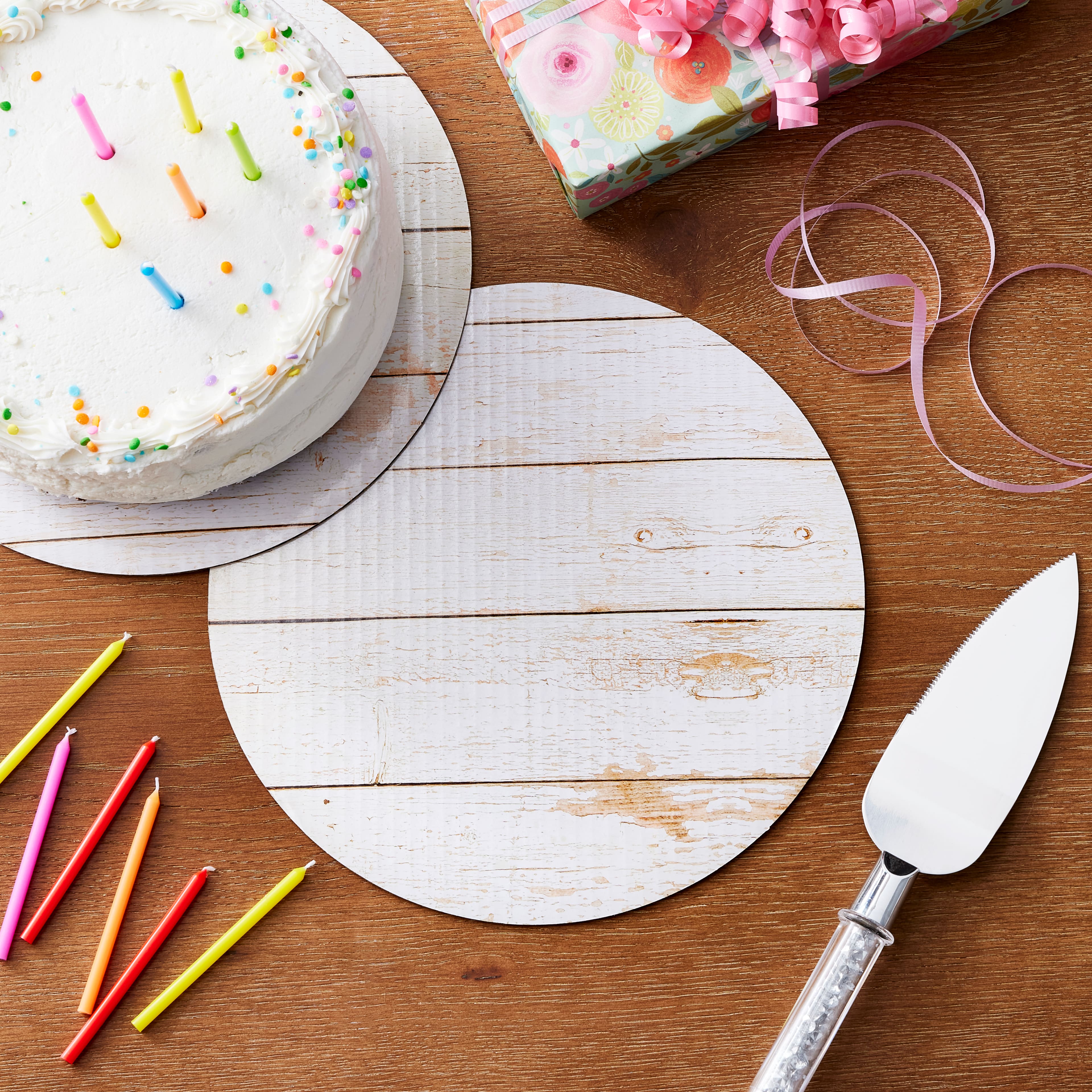 12 Packs: 3 ct. (36 total) 10" White Wood Grain Cake Boards by Makery®