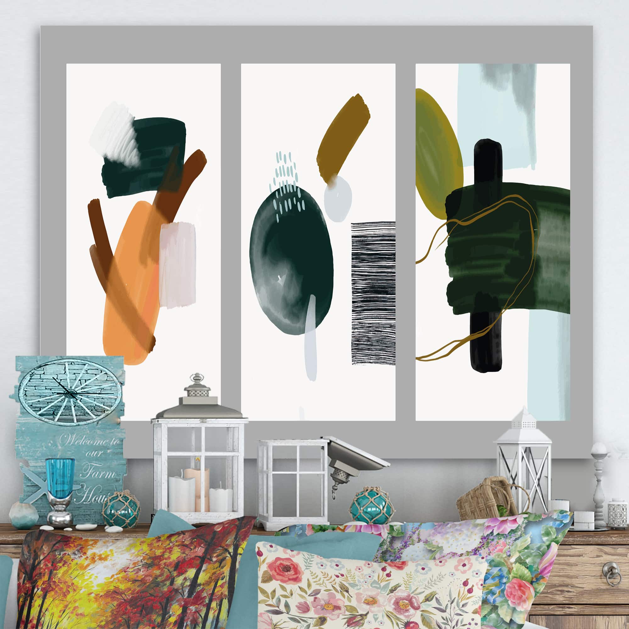 Designart - Minimalistic Compostion of Organic Shapes IV - Modern Canvas Wall Art Print