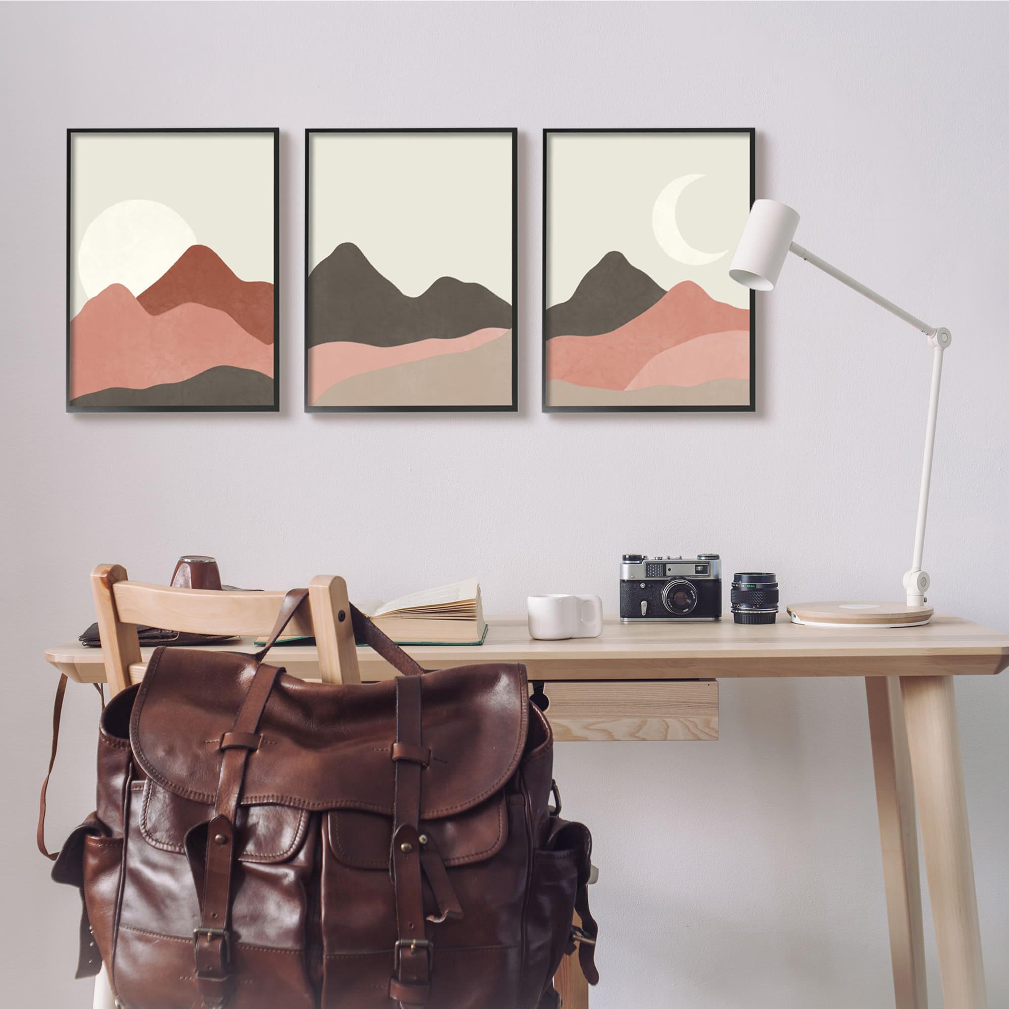 Stupell Industries Sun and Crescent Moon Desert Canyon Mountain Landscape Framed Wall Art