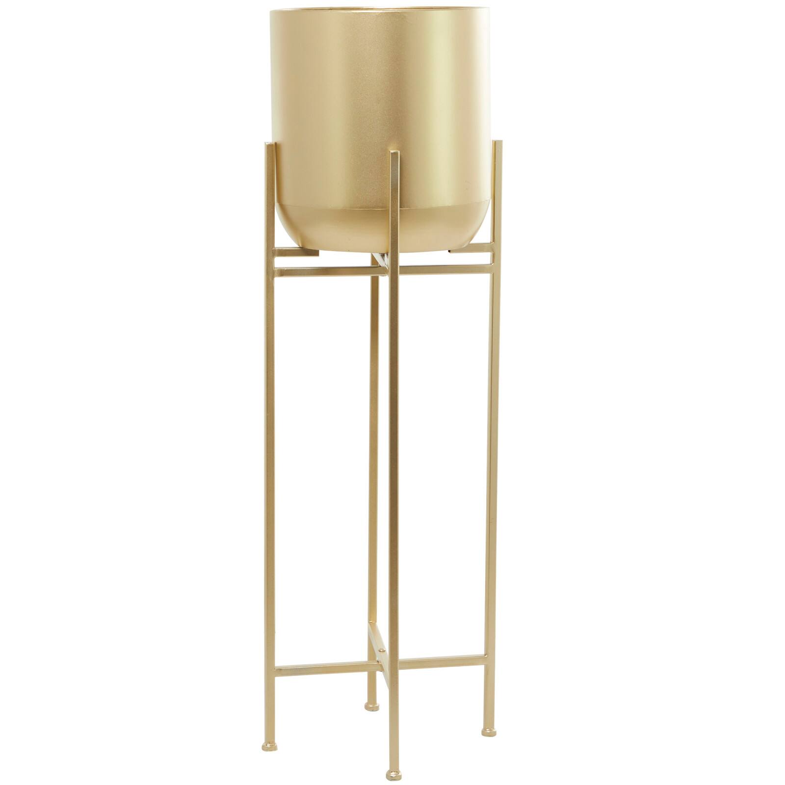 Gold Metal Modern Planter, 13" x 13" x 41"