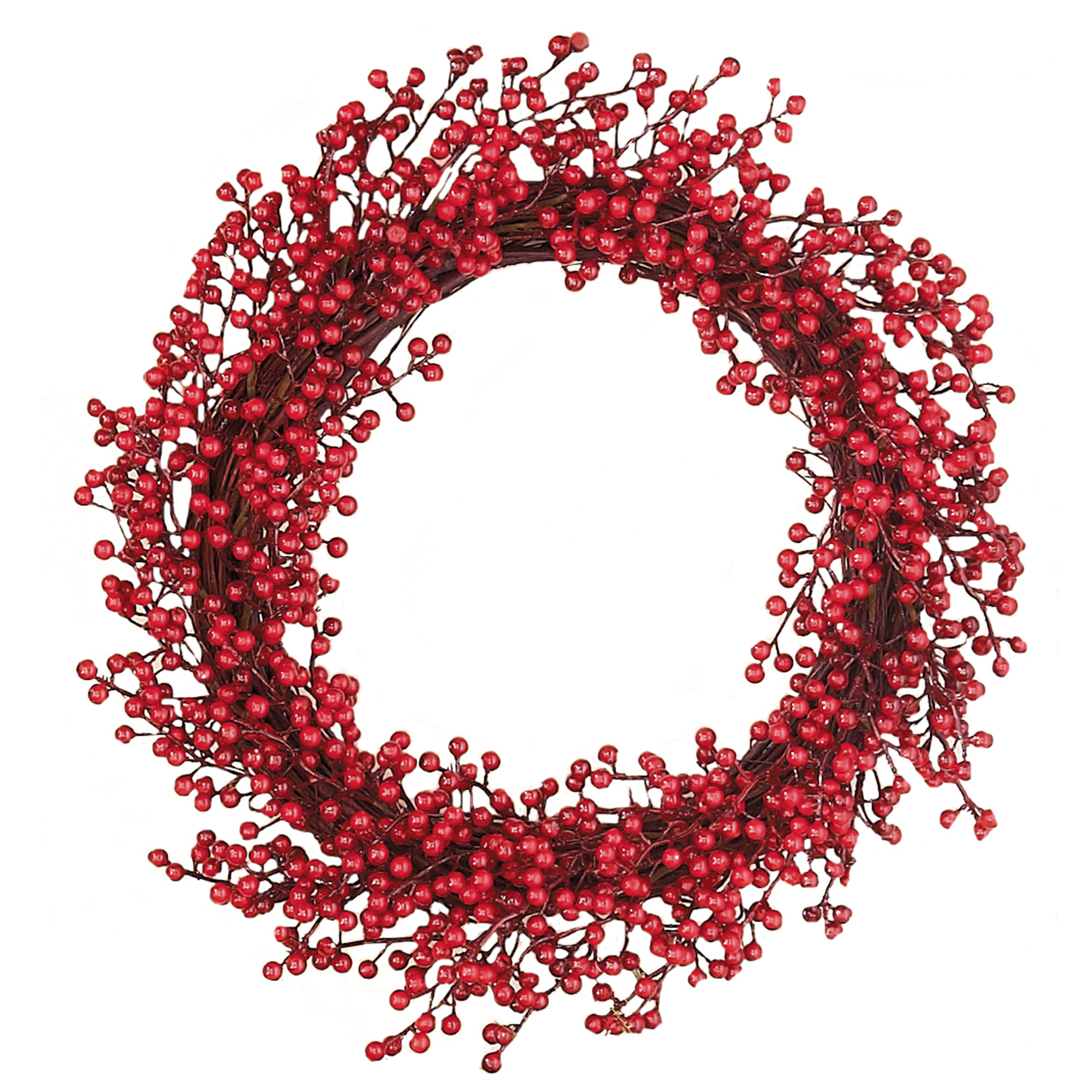 18" Red Berry Weatherproof Christmas Wreath on Twig Base