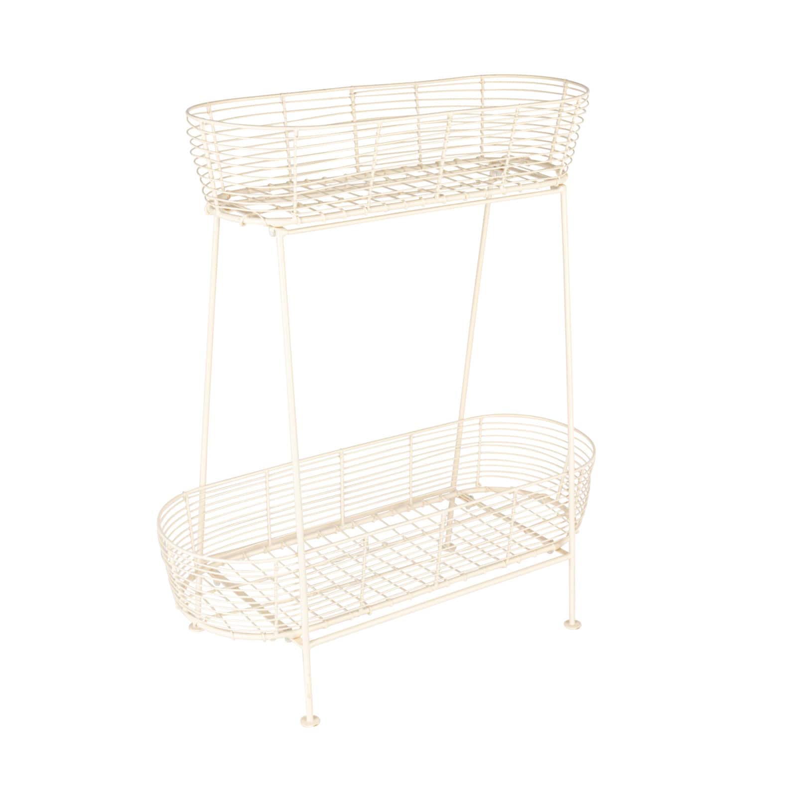 Serenity Metal Wire Plant Stand, Cream