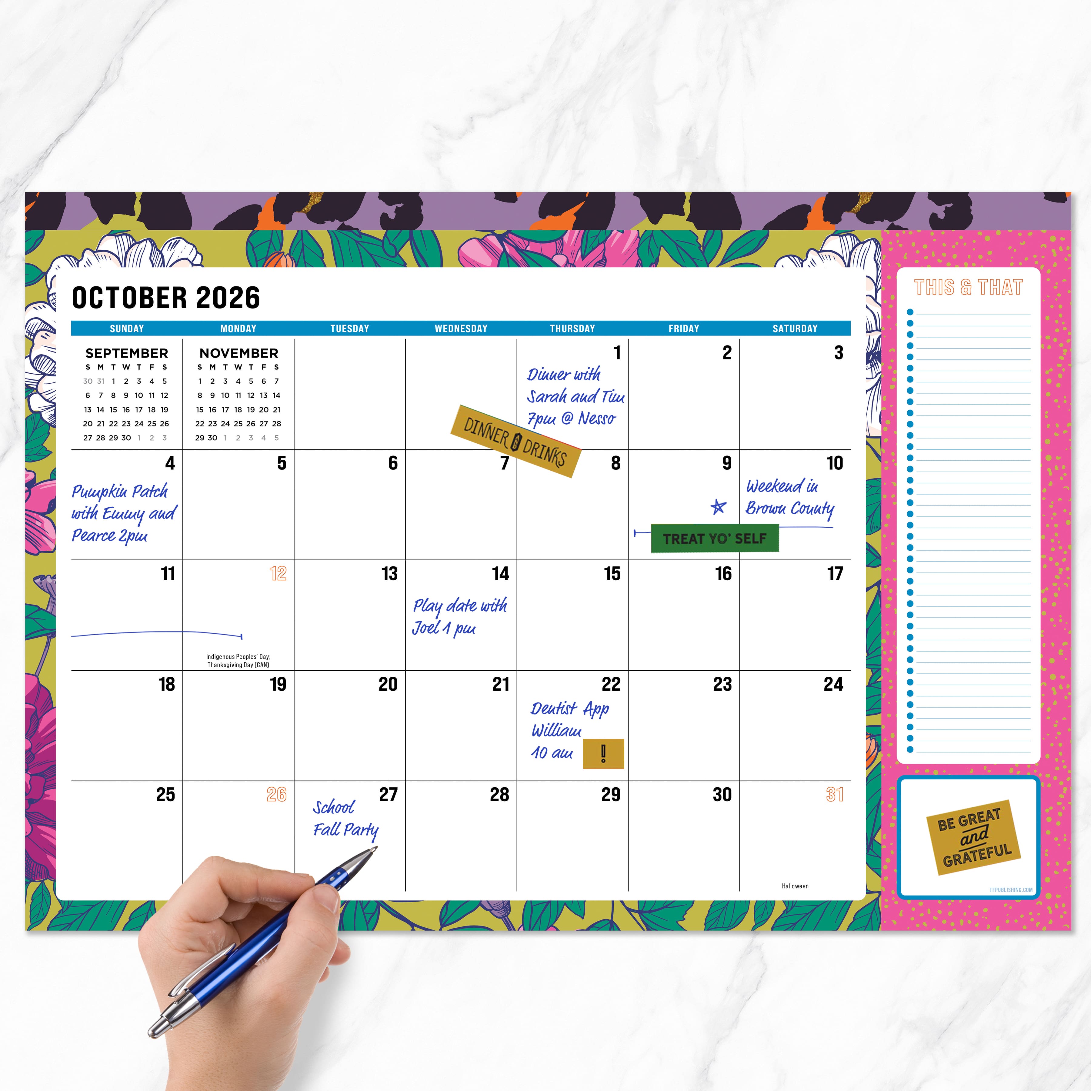 TF Publishing Medium 2026-27 Maximal Mirage Desk Pad Monthly Blotter Calendar