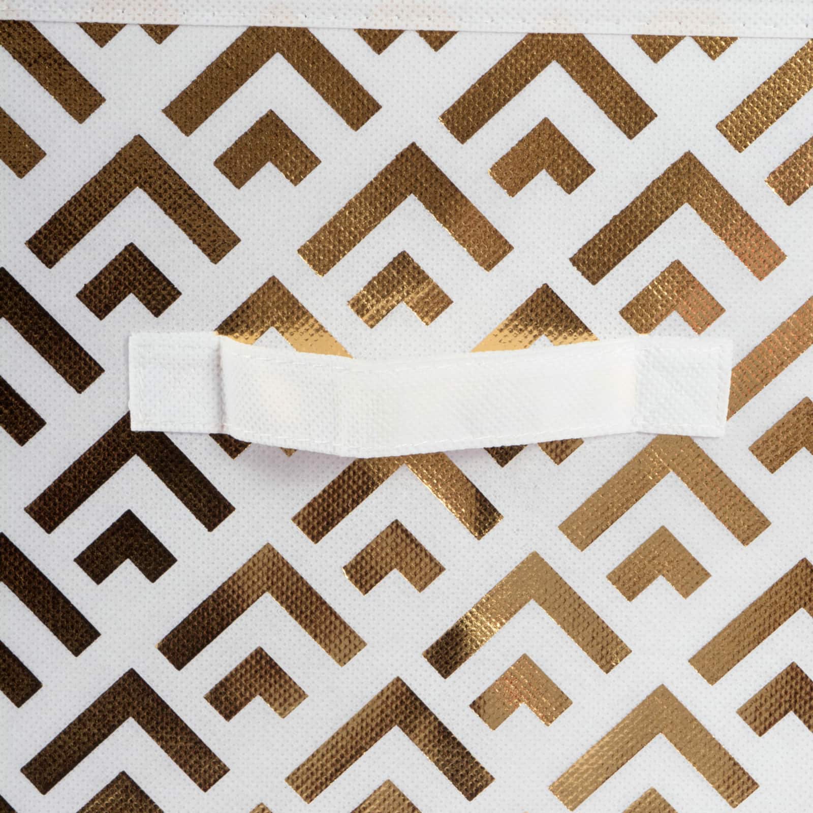 DII® 13" Nonwoven Polyester White & Gold Double Diamond Storage Cube, 2ct.