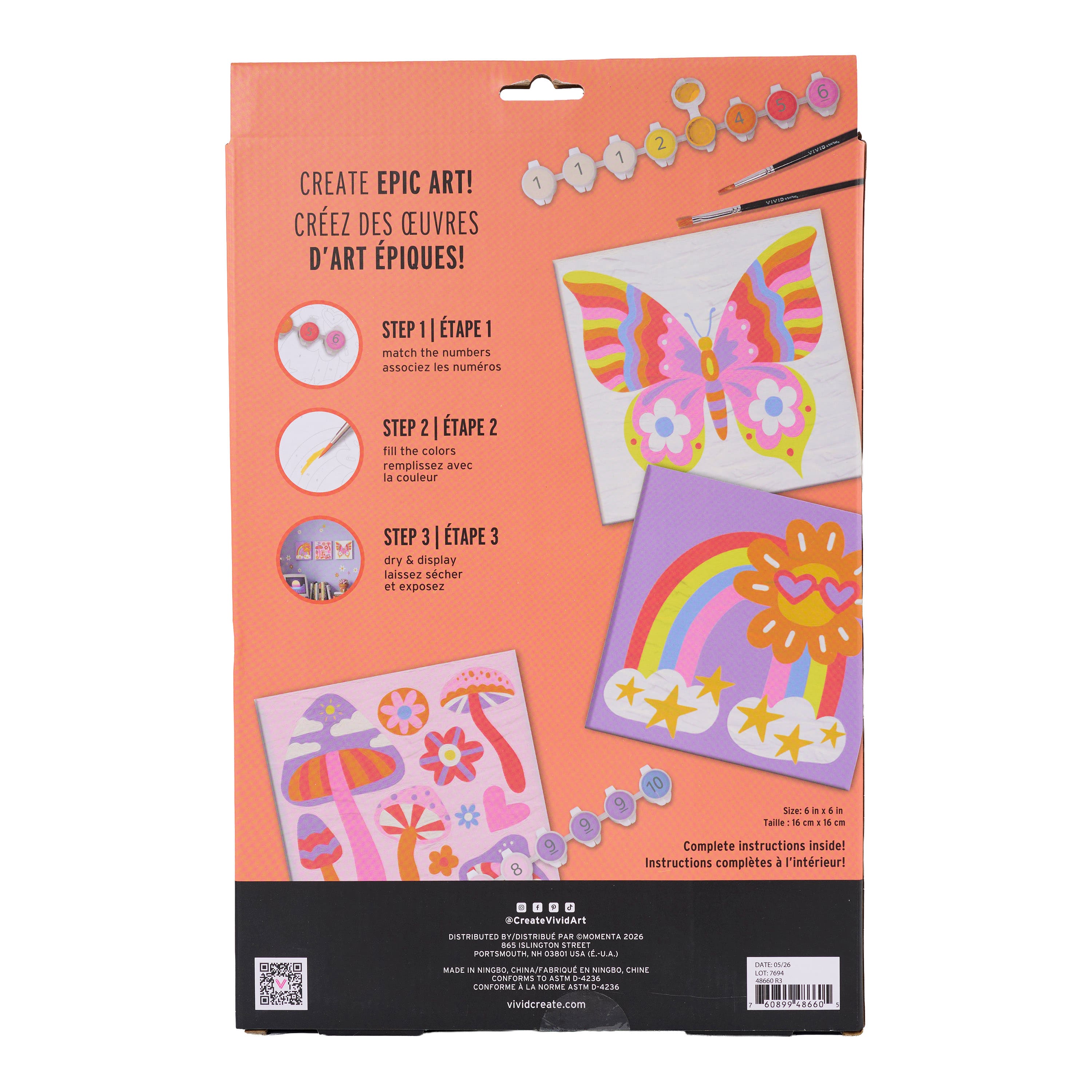 Vivid by Brea Reese® Rainbows & Butterflies Acrylic Paint-by-Number Kit