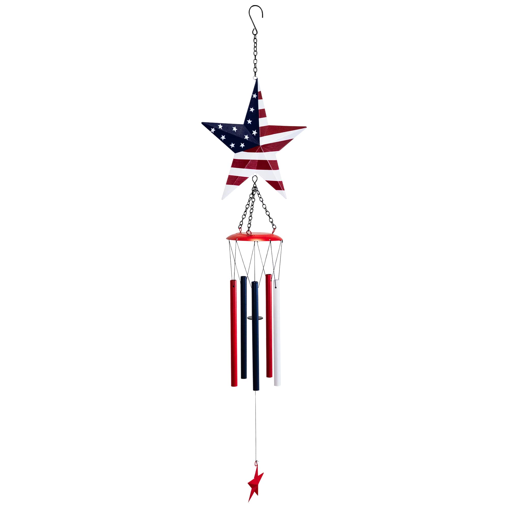 Stars and Stripes Patriotic Outdoor Garden Windchime - 36"