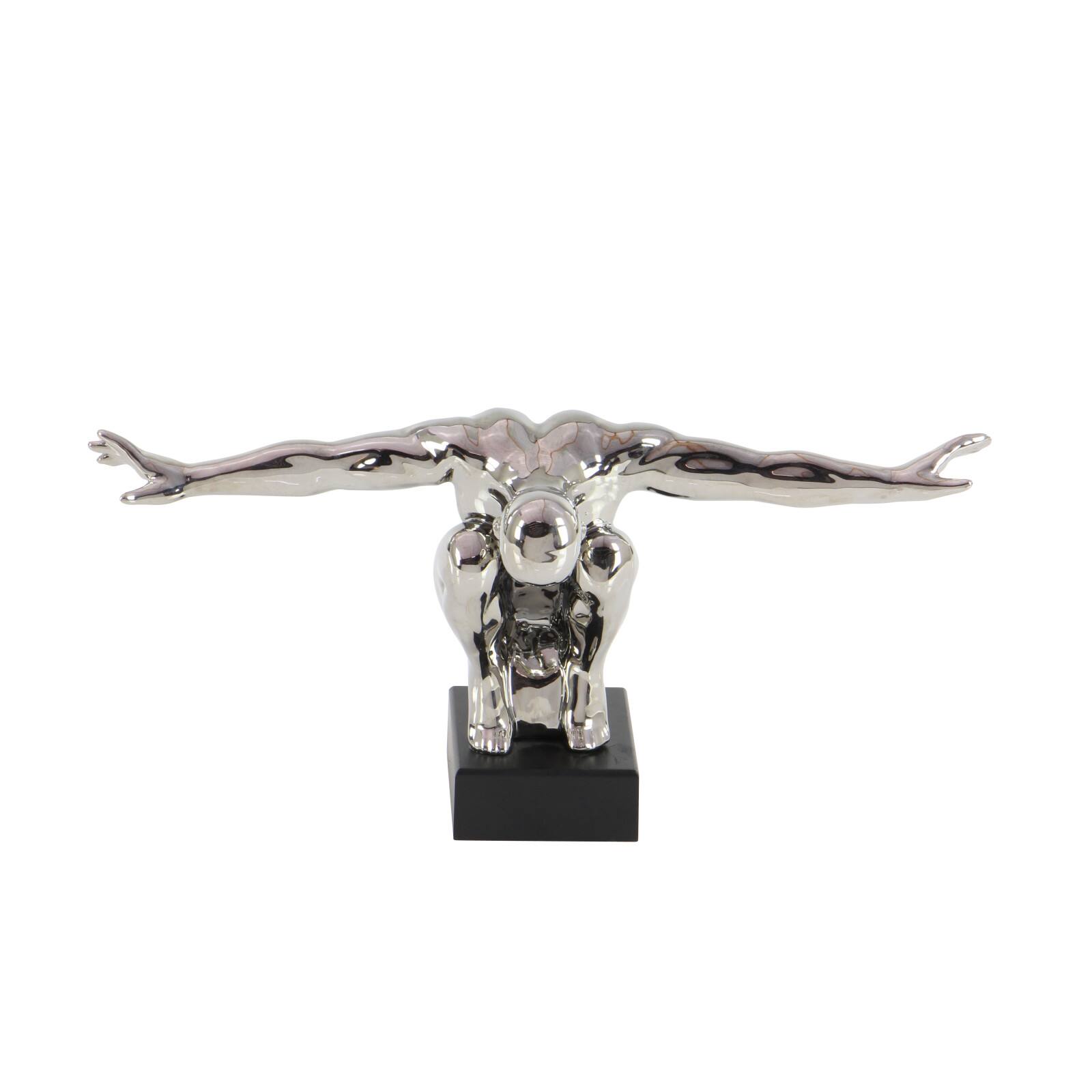 17" Silver Porcelain Traditional Man Sculpture