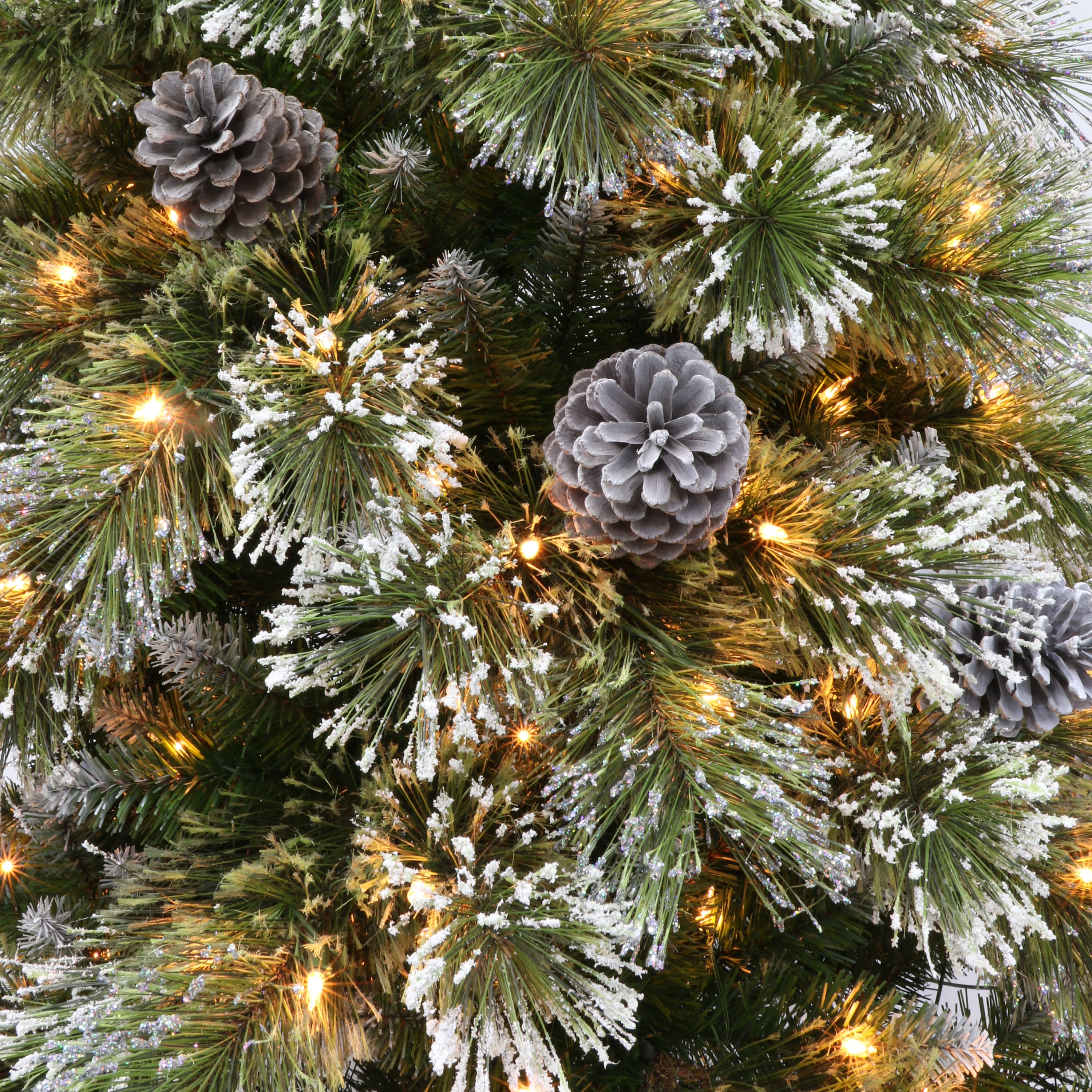 7.5ft. Pre-Lit Frosted Boulder Pine Artificial Christmas Tree, Clear Lights