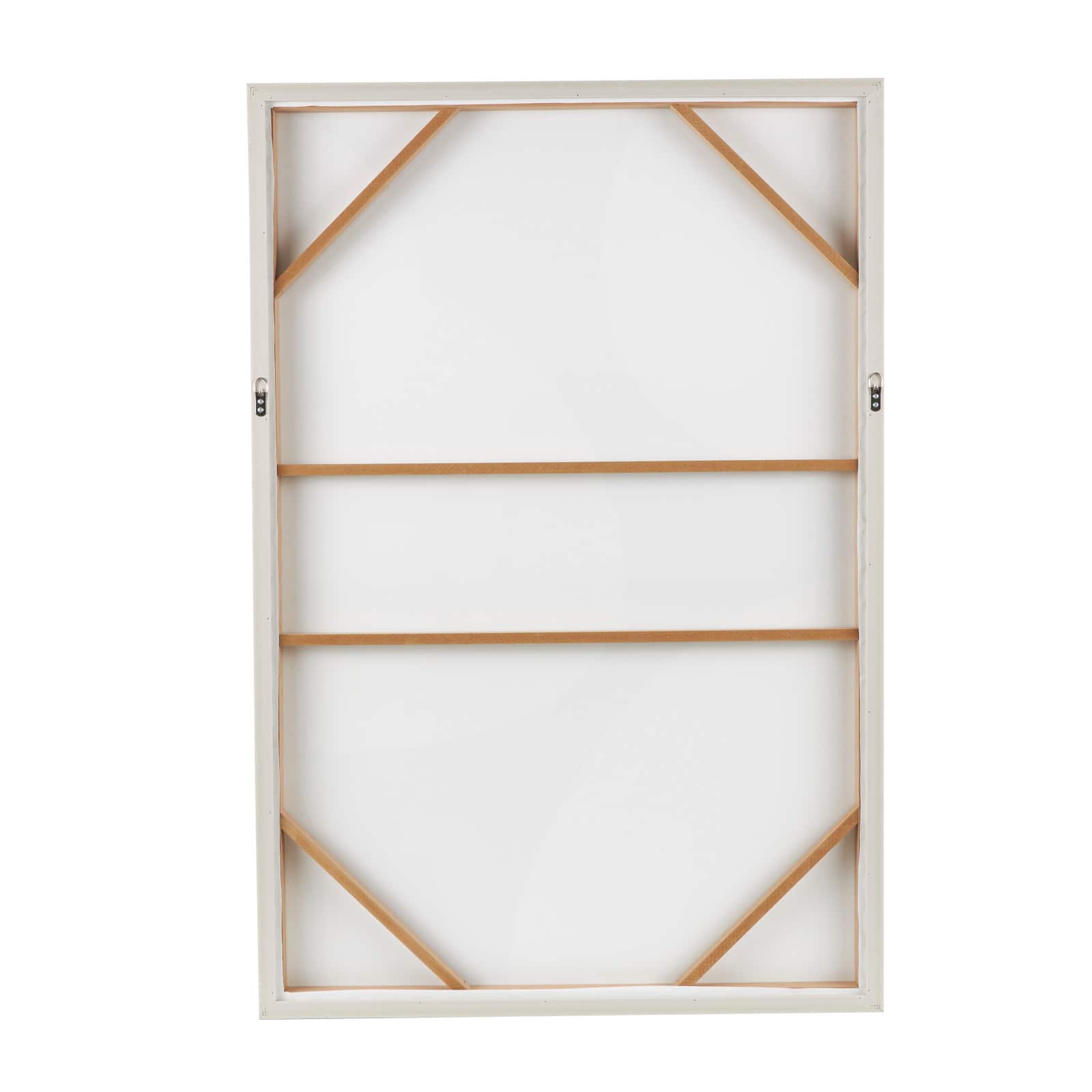 Beige Wooden Geometric Framed Wall Art with Abstract Circles and Brown Wooden Frame