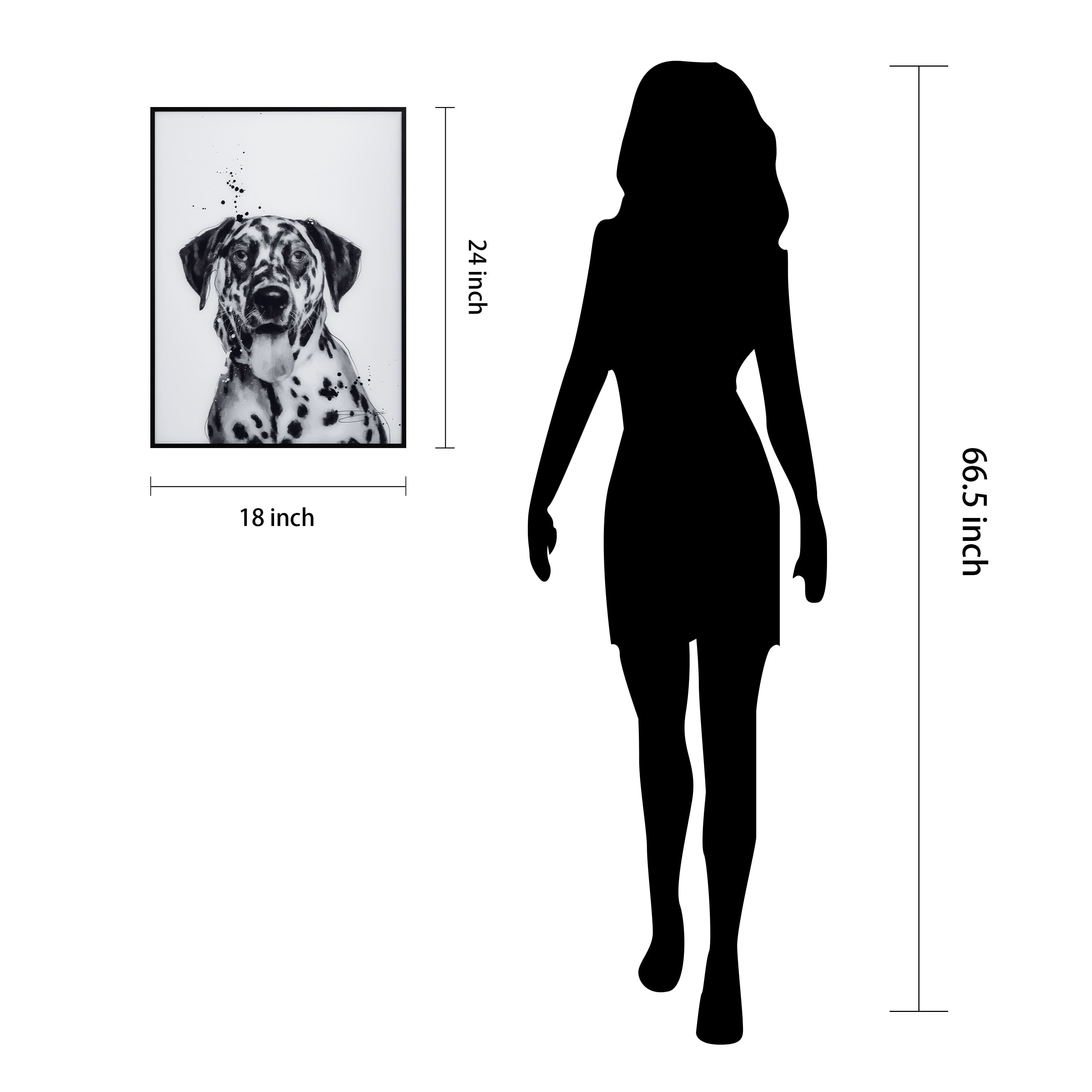 Empire Art Direct 24" x 18" Black & White Dalmatian Pet Wall Art Glass Black Frame