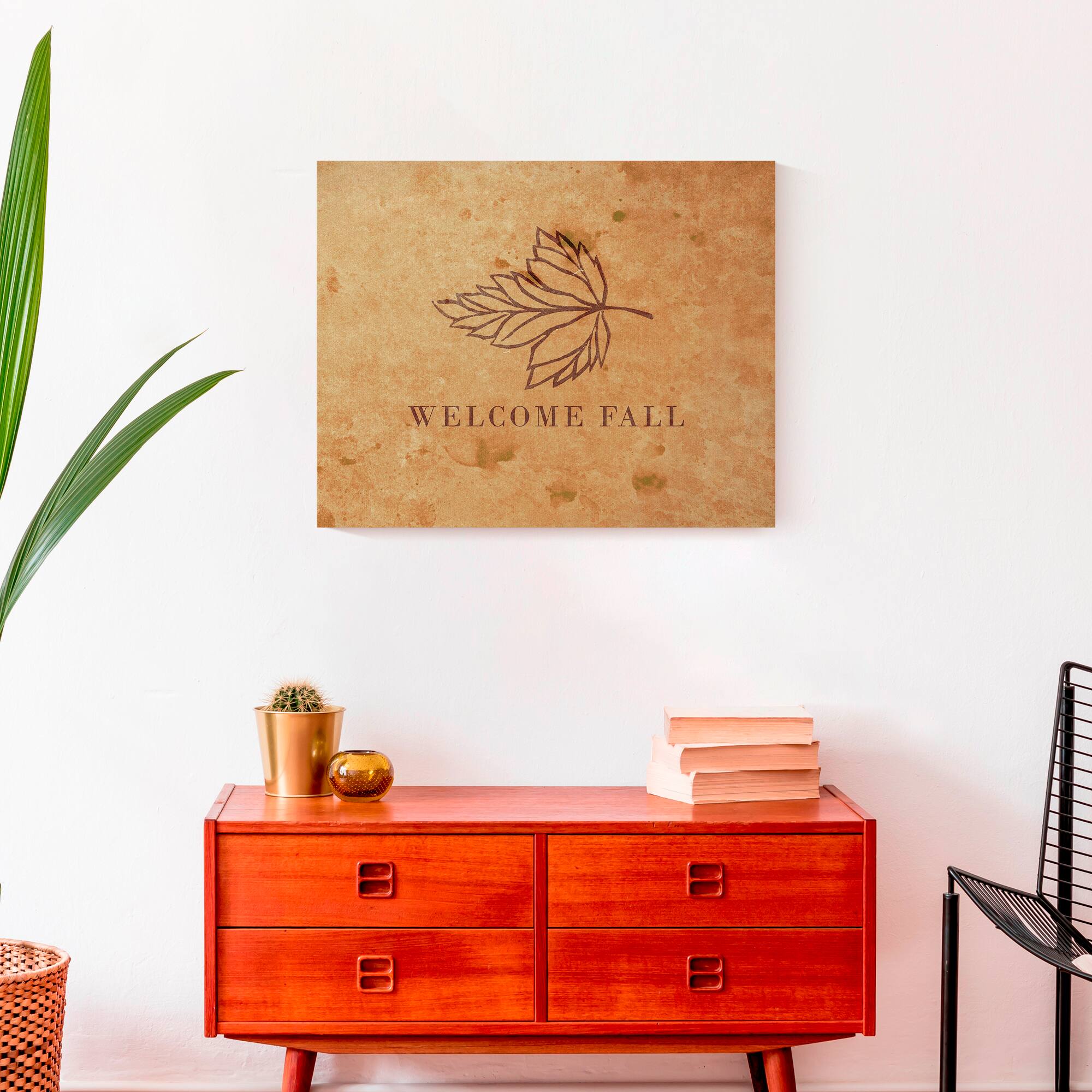Welcome Fall Leaf Canvas Wall Art