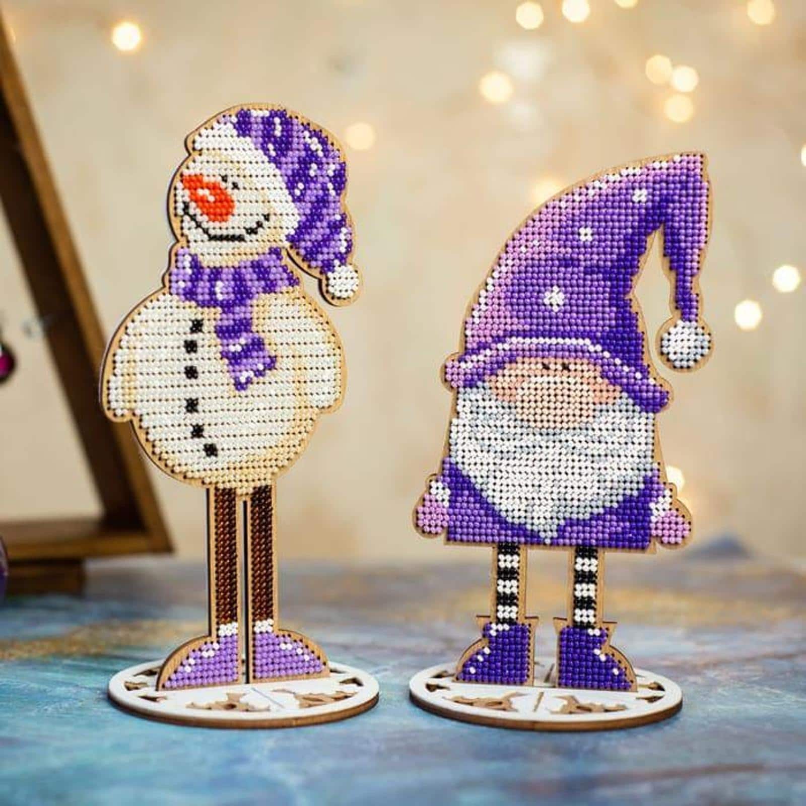 Wonderland Crafts Snowman Bead Embroidery on Wood Kit