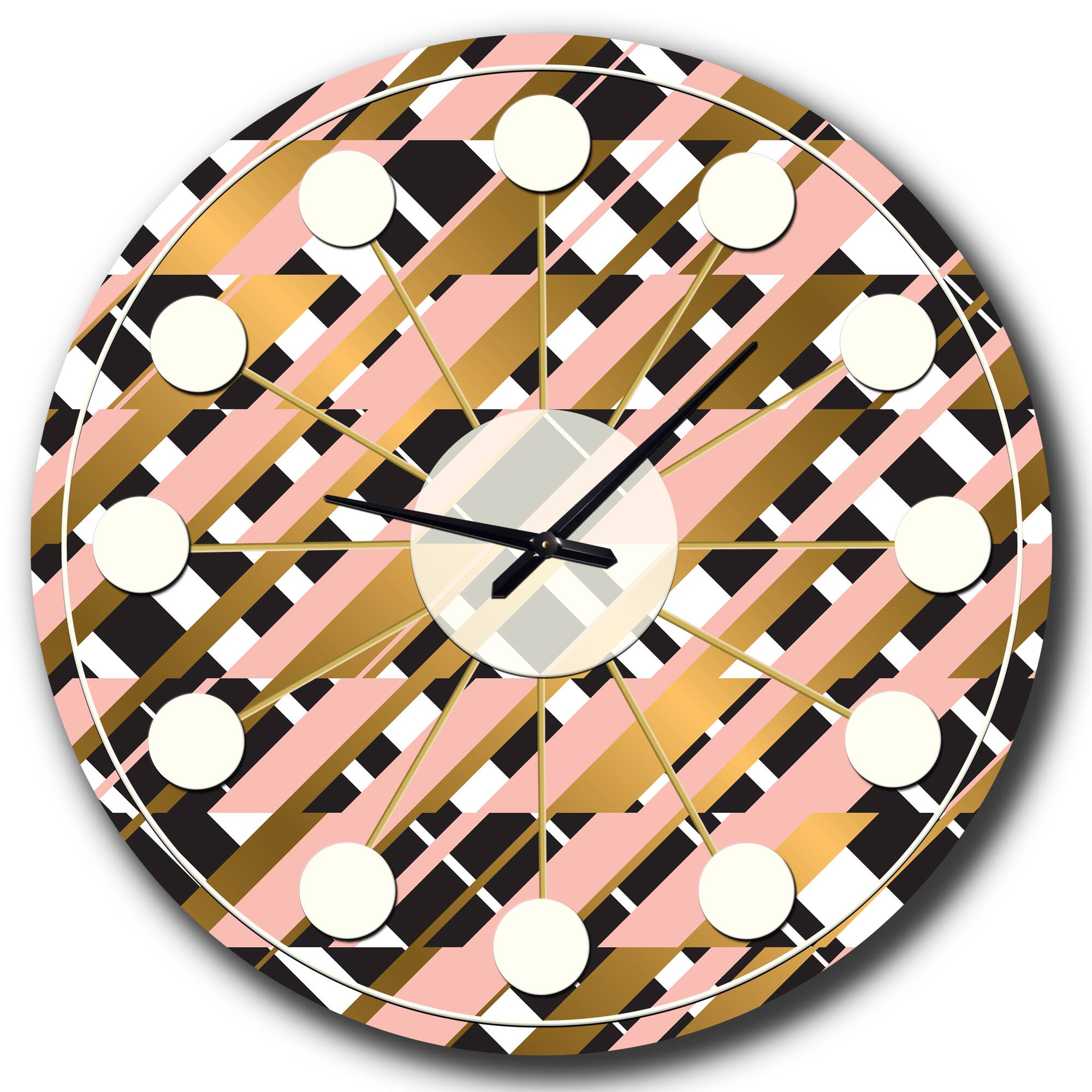 Designart 'Gold Checkered Pattern Ii Mid-Century Modern Wall Clock