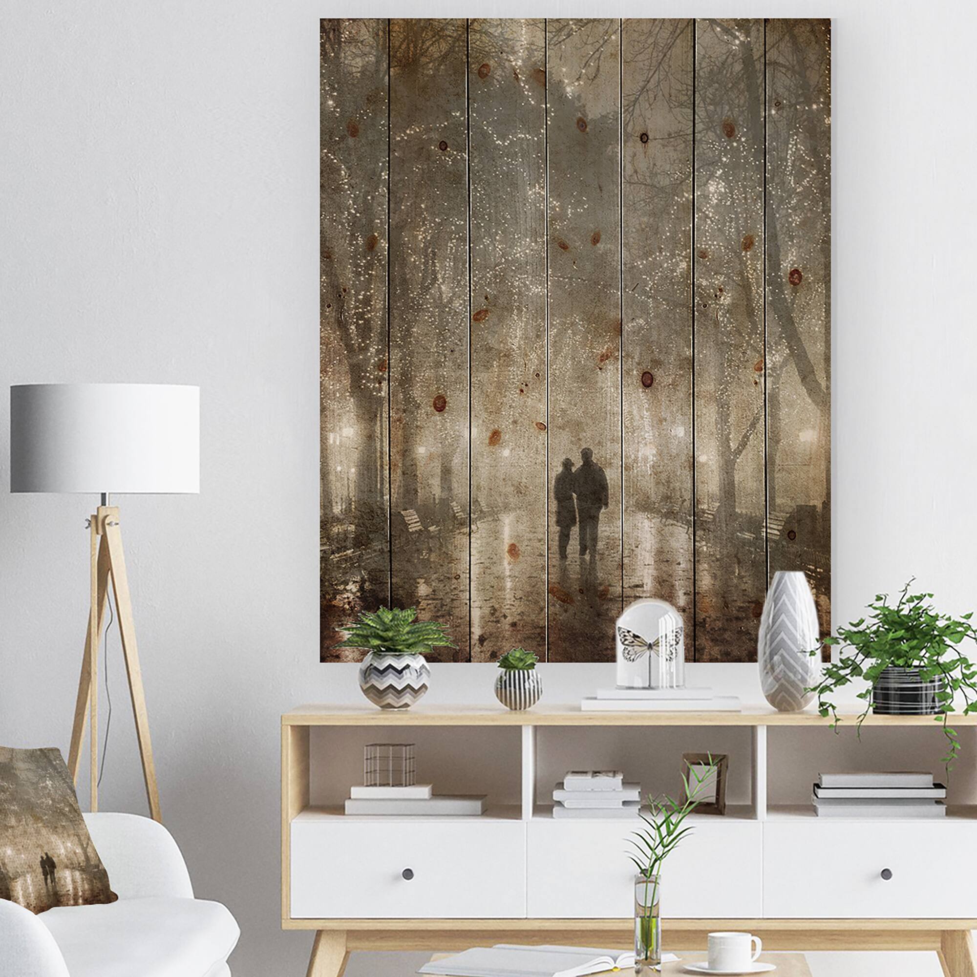 Designart - Couple Walking in Night Lights