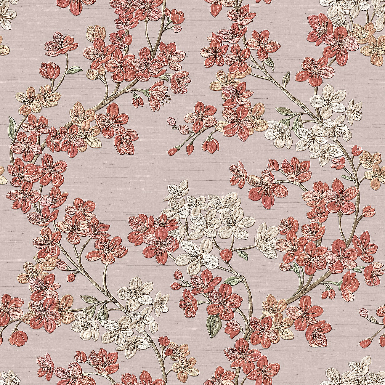 Designs Direct Embroidered Cherry Bloom Wallpaper