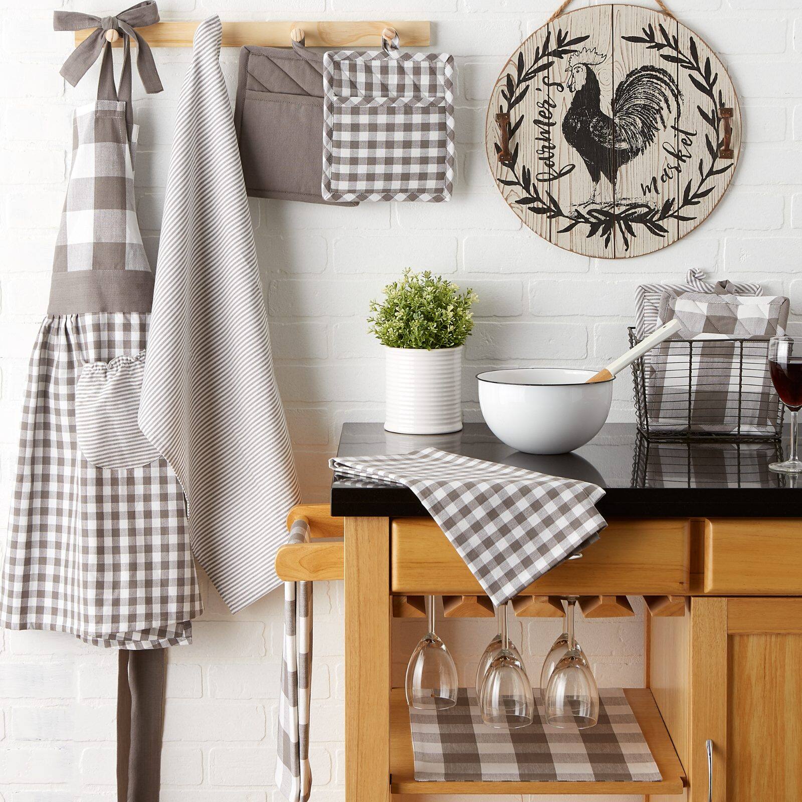 DII® Gray & White Dishtowel Set