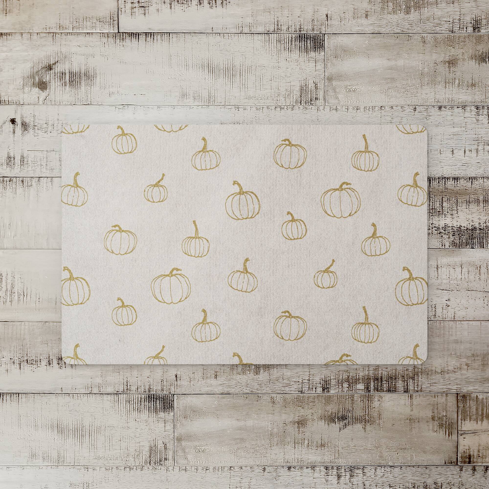 Mustard Yellow Mini Pumpkin Pattern Floor Mat