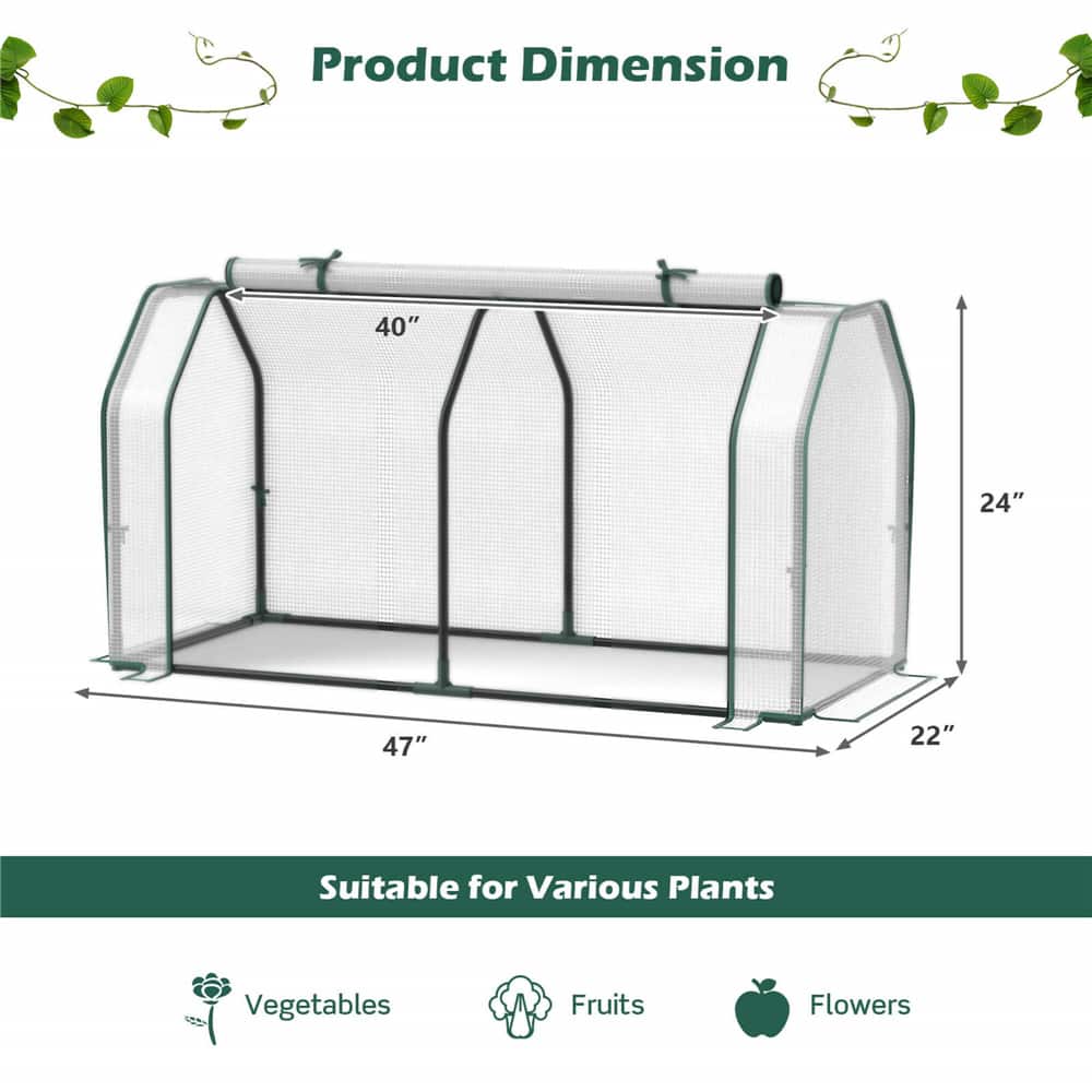 Costway 47" x 24" Portable Mini Greenhouse with 2 Zipper Doors & Ground Stakes