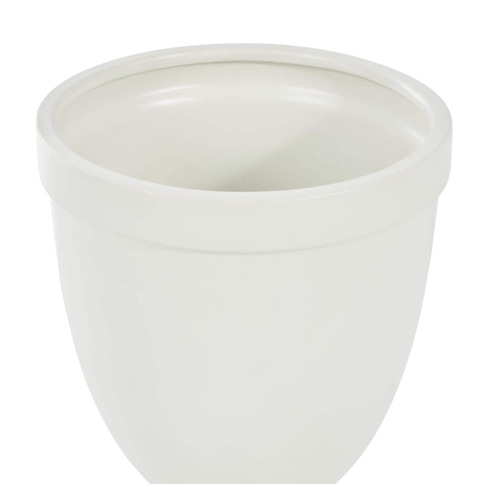 22" White Ceramic Fluted Urn Jar