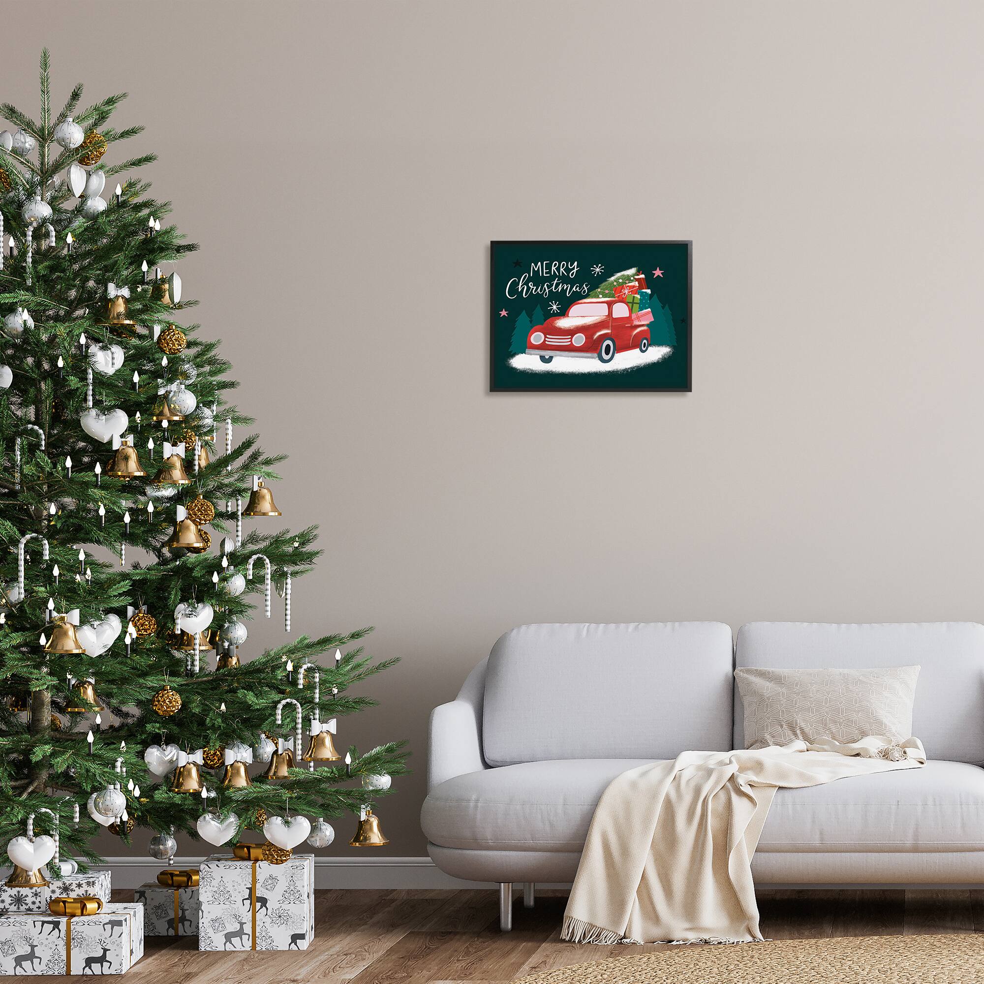 Stupell Industries Merry Christmas Gifts Truckload Framed Giclee Art