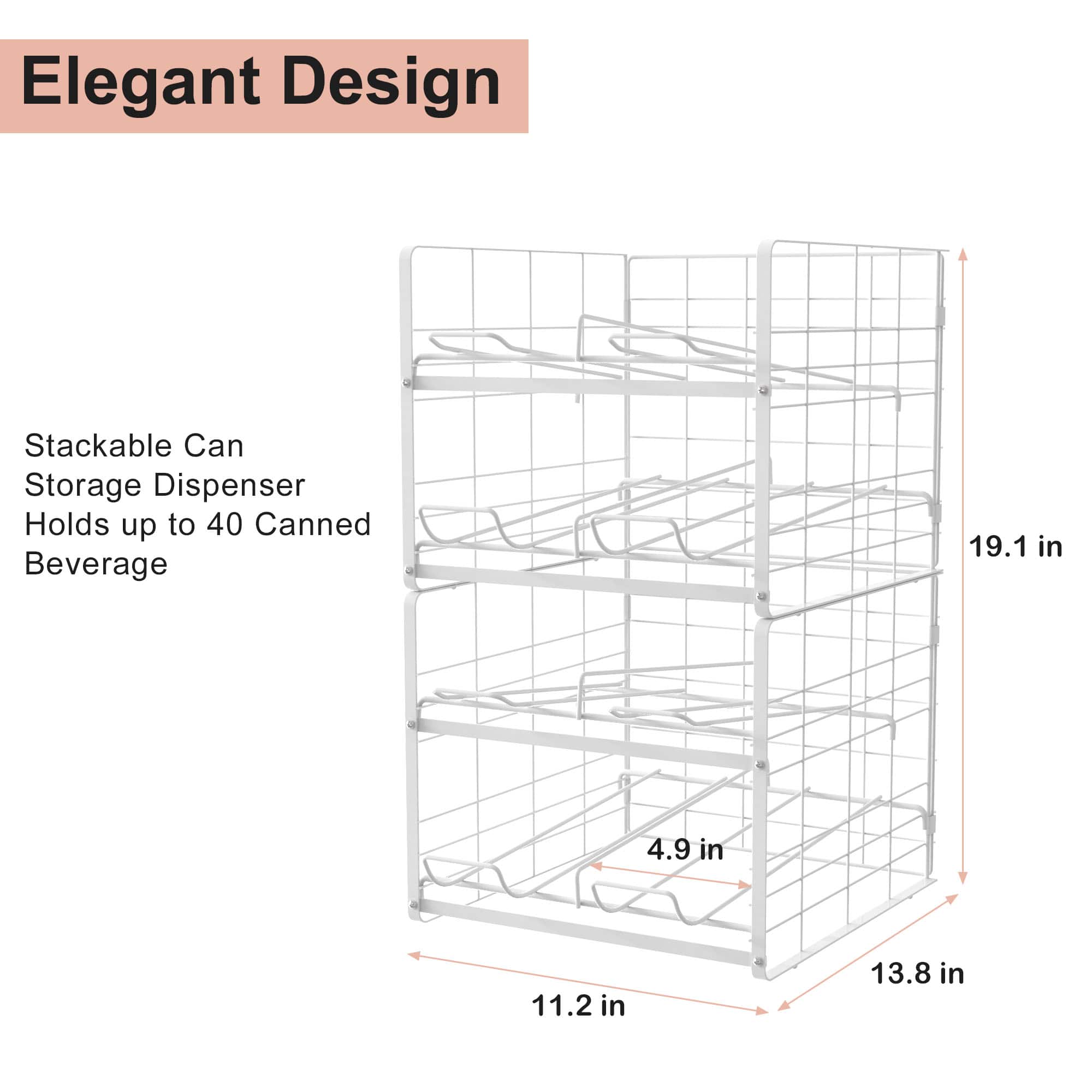 White 12oz. Can Organizer Rack Dispensers