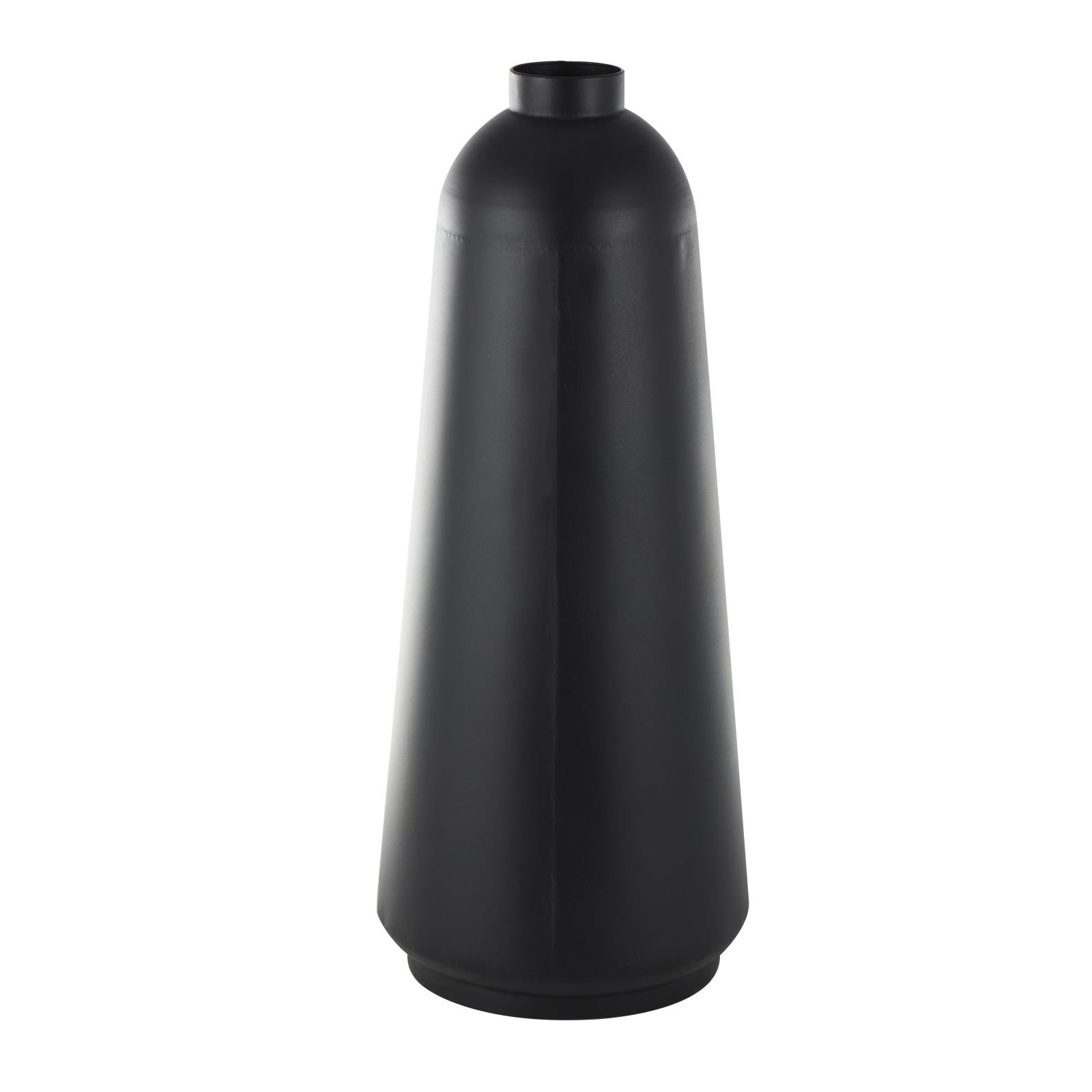 Black Metal Vase with Narrow Opening
