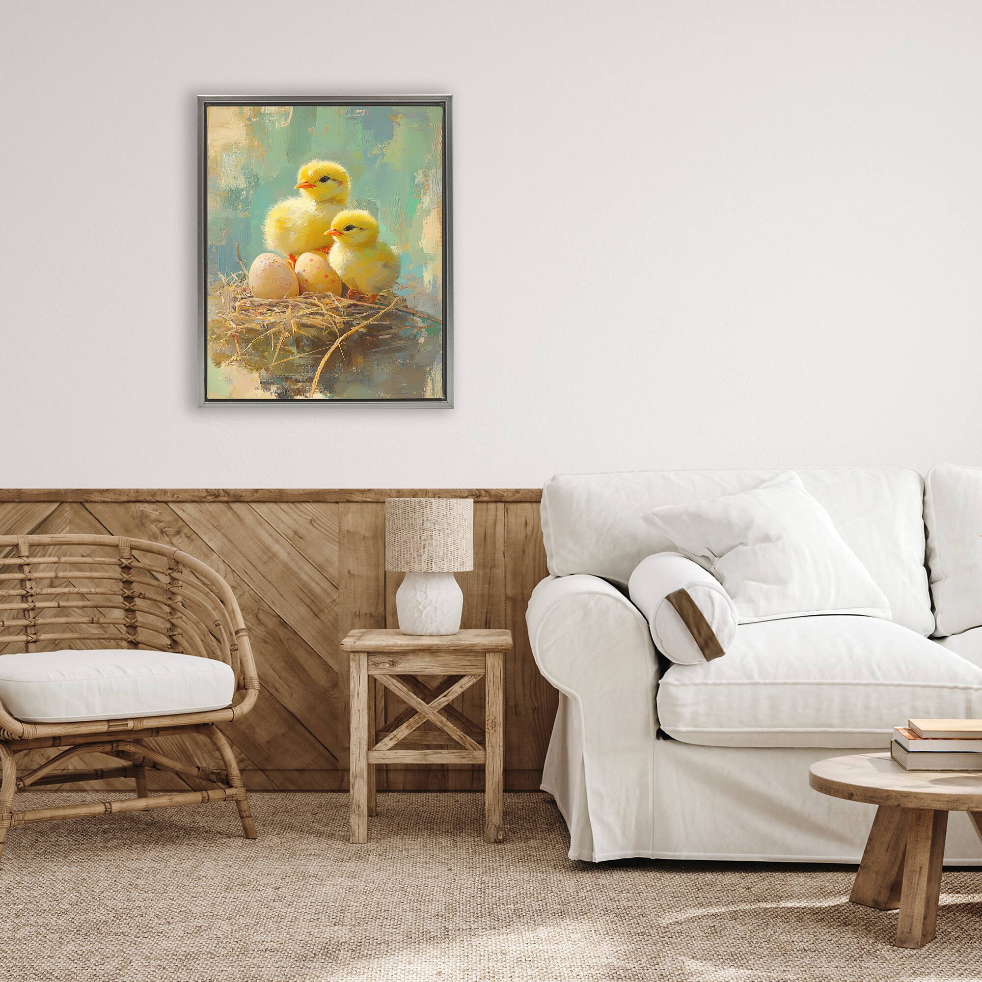 Stupell Industries Easter Chicks & Eggs Floating Frame Wall Art