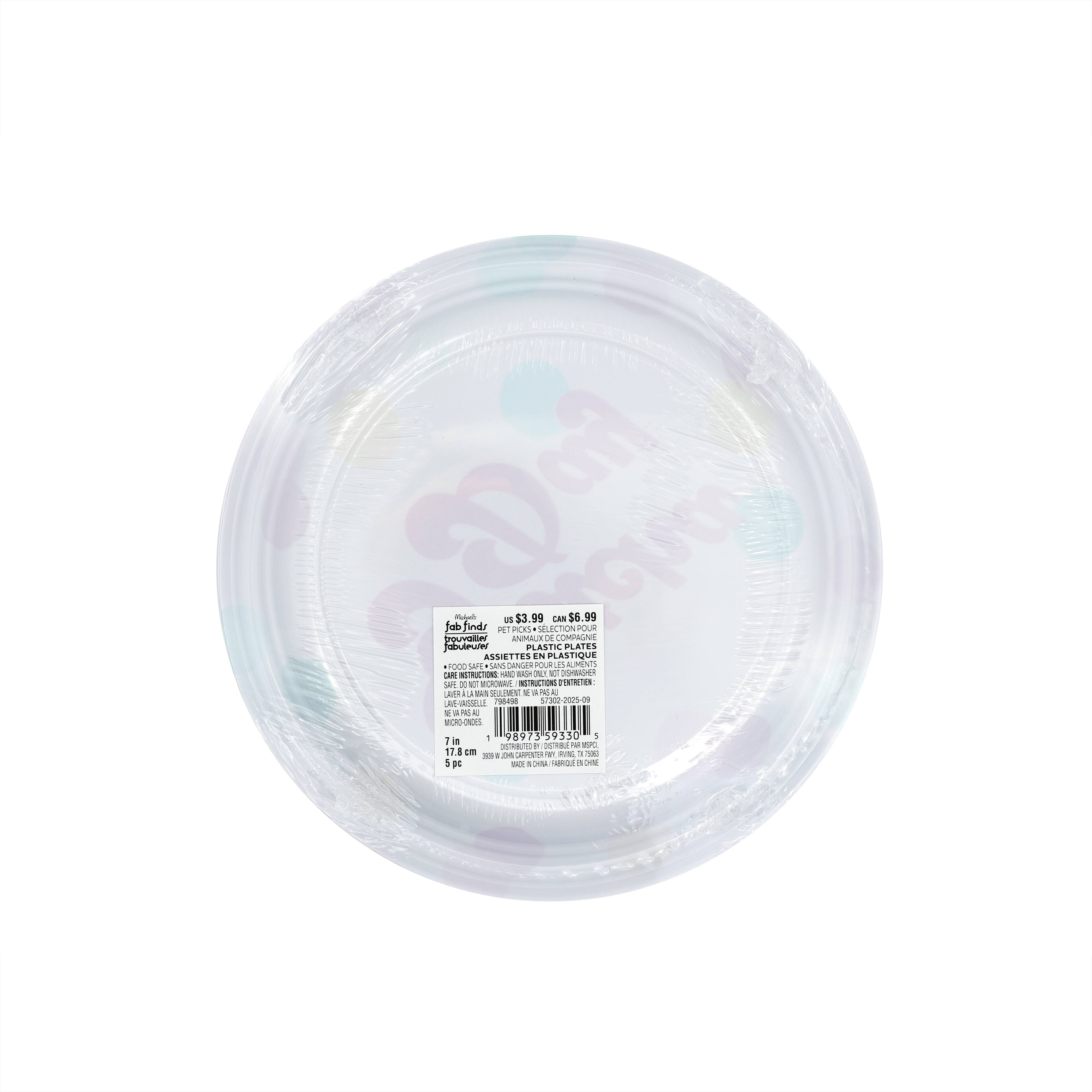 Assorted Pet Picks 7" Pet Party Plastic Plates, 5pc. by Fab Finds