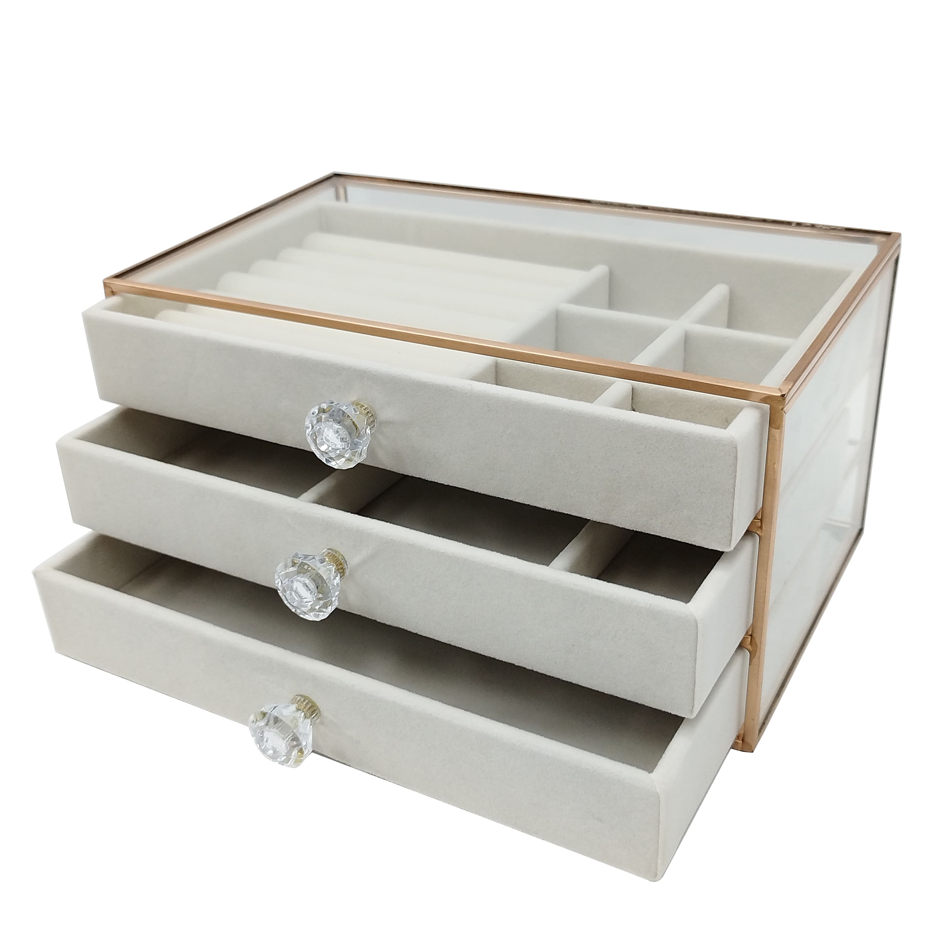 White & Gold 3-Tier Jewelry Box by Ashland®