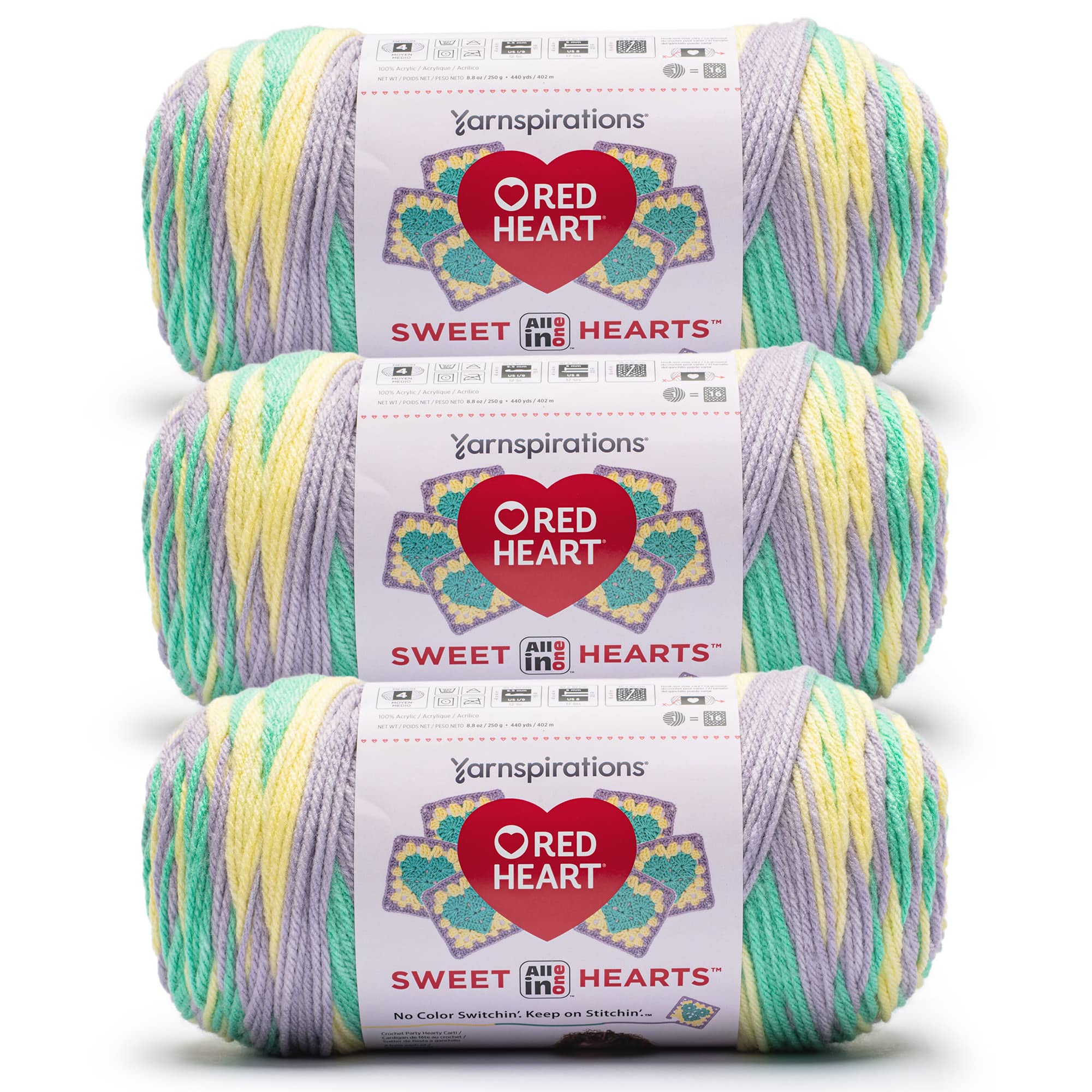 3 Pack Red Heart® All in One™ Sweet Hearts™ Yarn