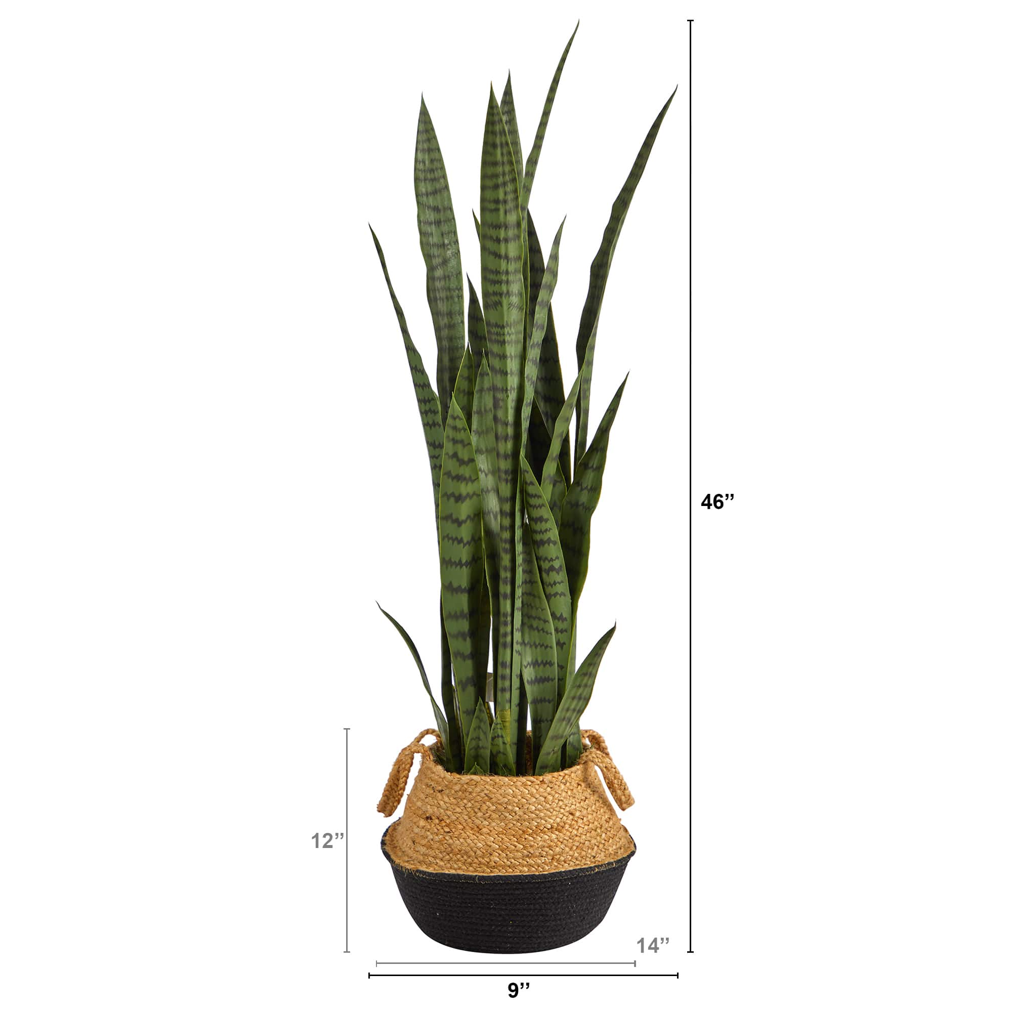 46" Sansevieria Artificial Plant in Boho Chic Handmade Cotton & Jute Woven Planter