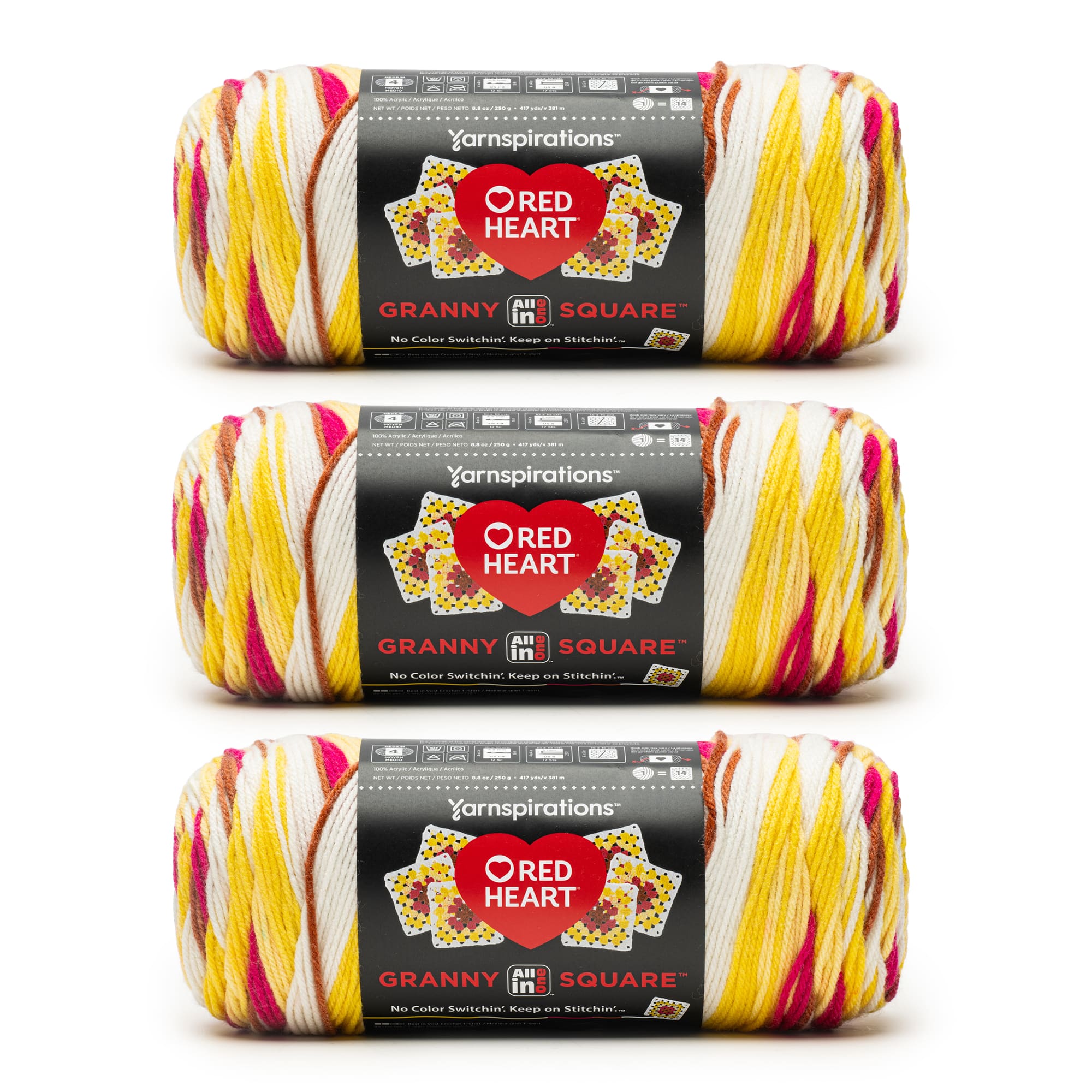3 Pack Red Heart® All in One™ Granny Square™ Yarn