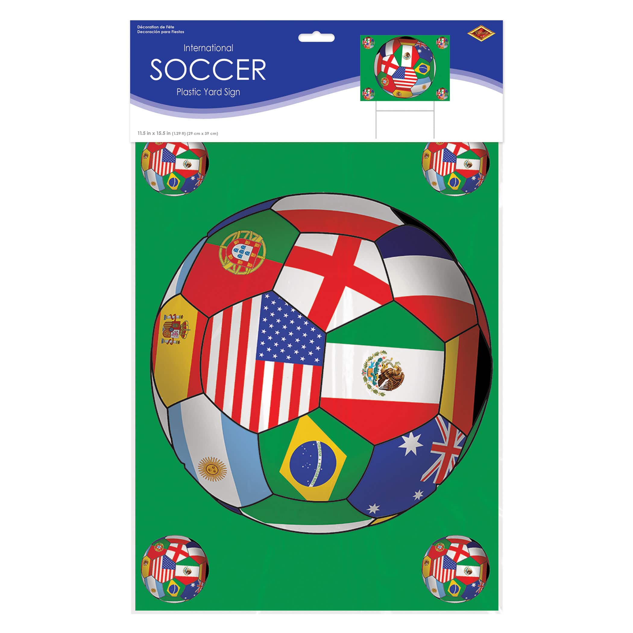11.5" x 15.5" International Soccer Plastic Yard Sign