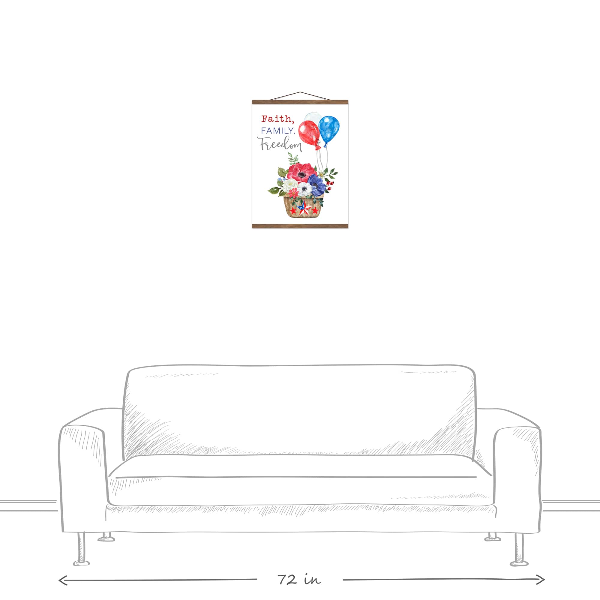 Faith Family Freedom Teak Hanging Canvas