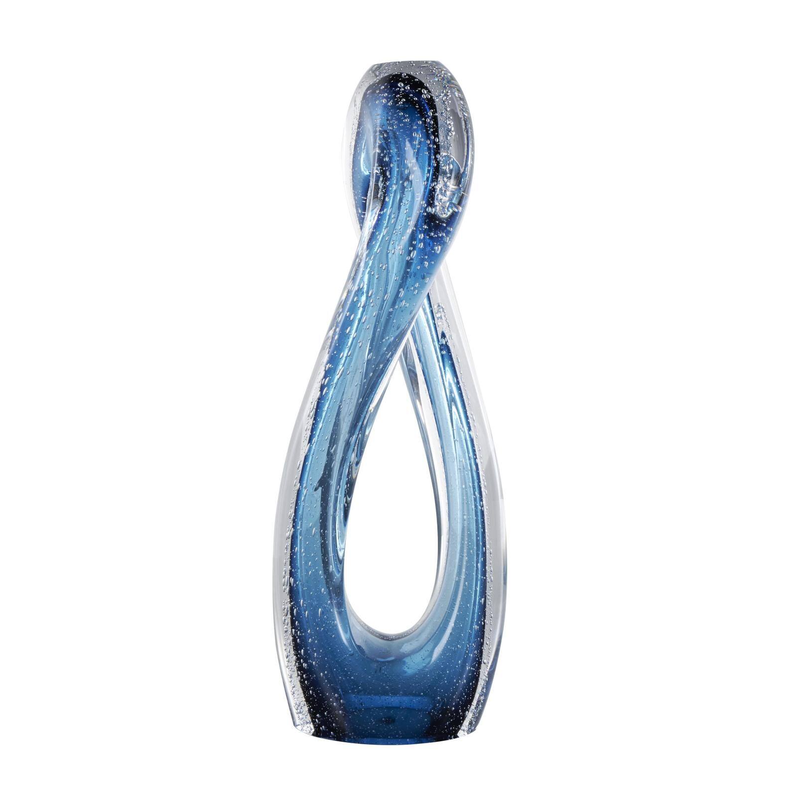 17" Blue Glass Geometric Ombre Twisted Infinity Loop Sculpture