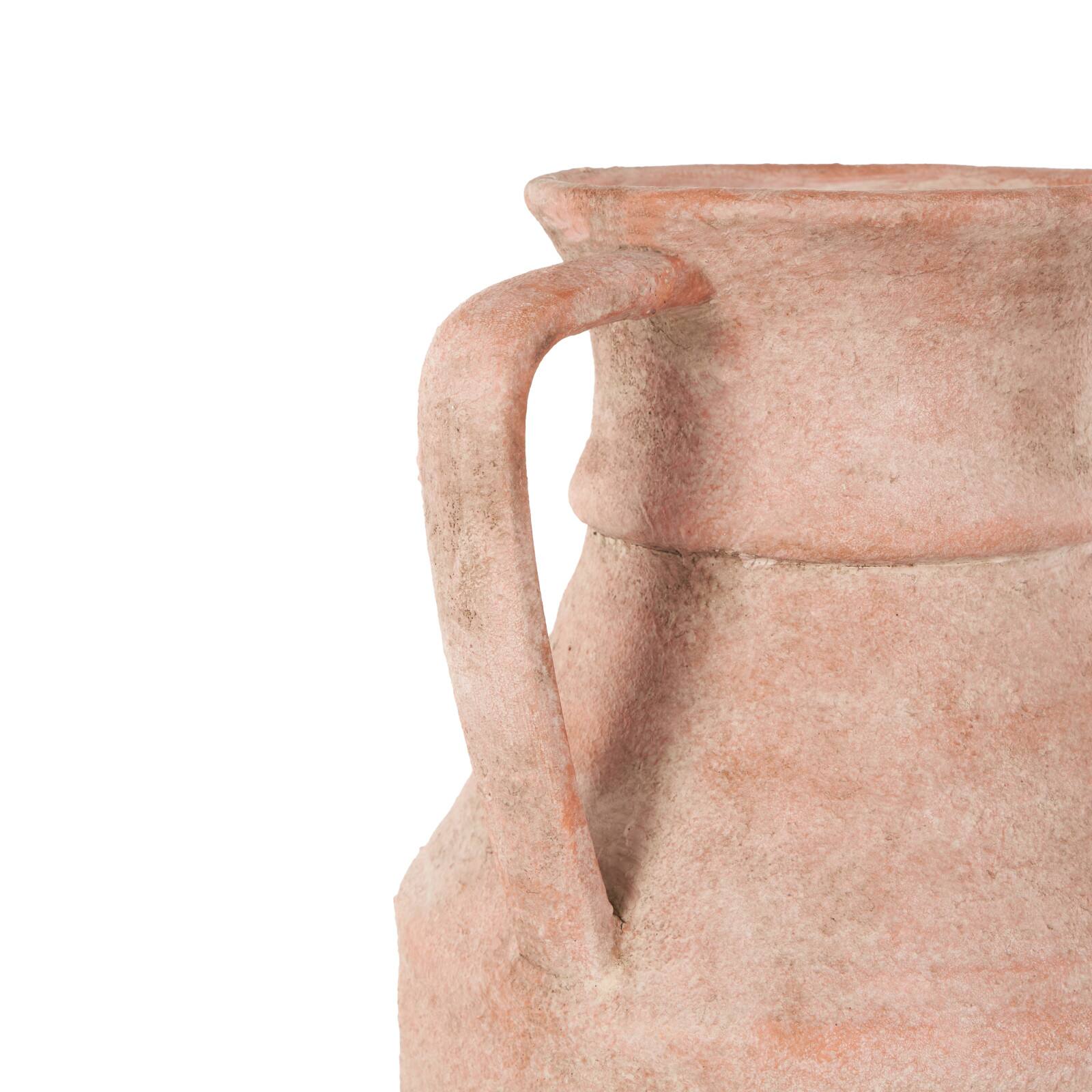 16" Pink Ceramic Antique Style Decorative Vase with Handles