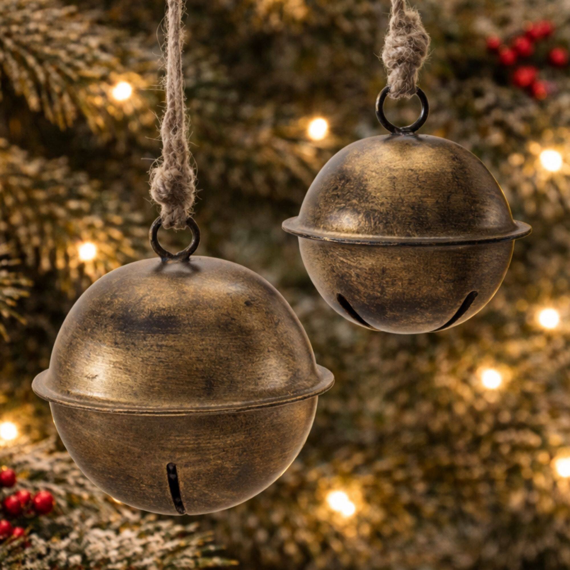 Melrose Bronze Iron & Jute Bell Ornament Set