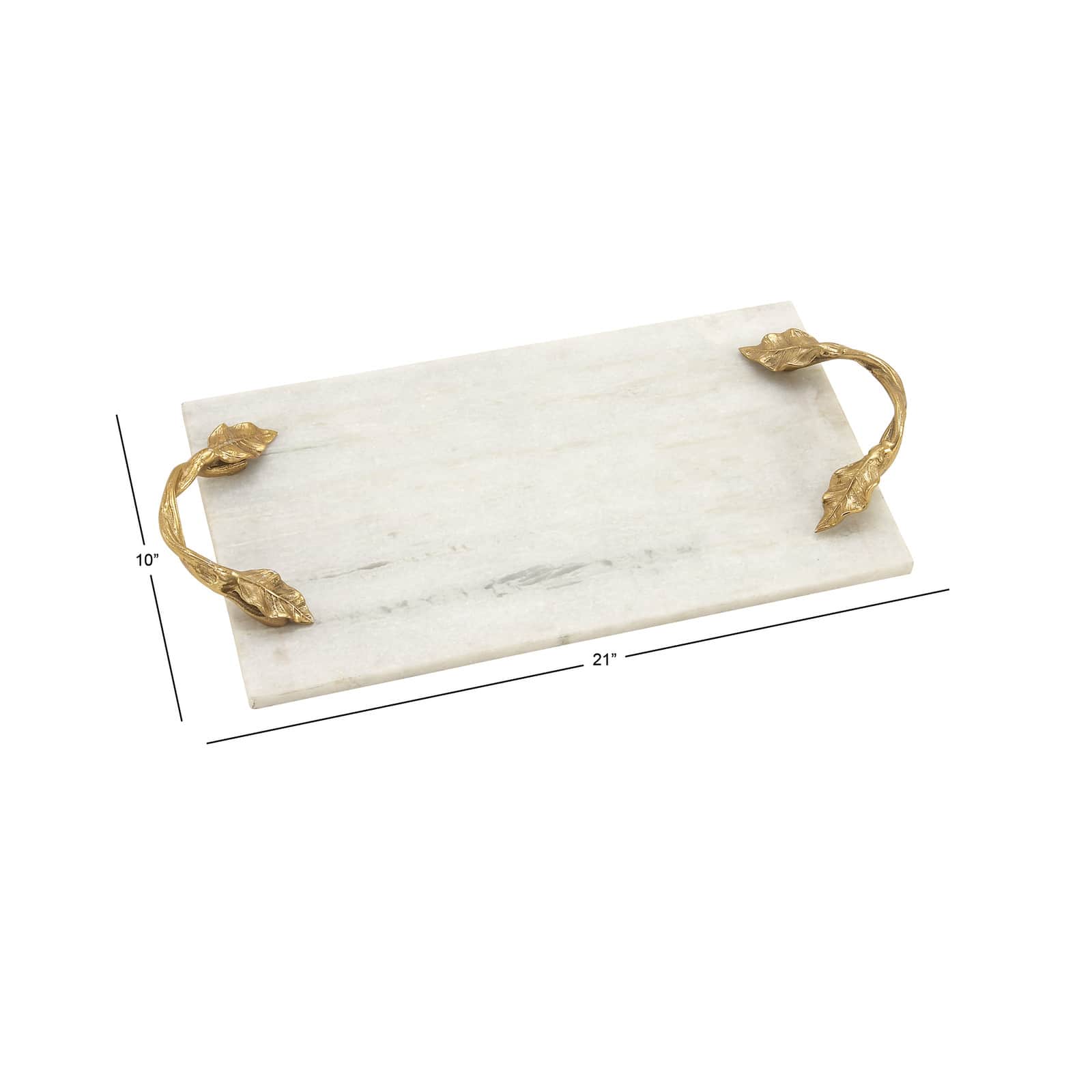 21" White Marble Natural Serving Tray