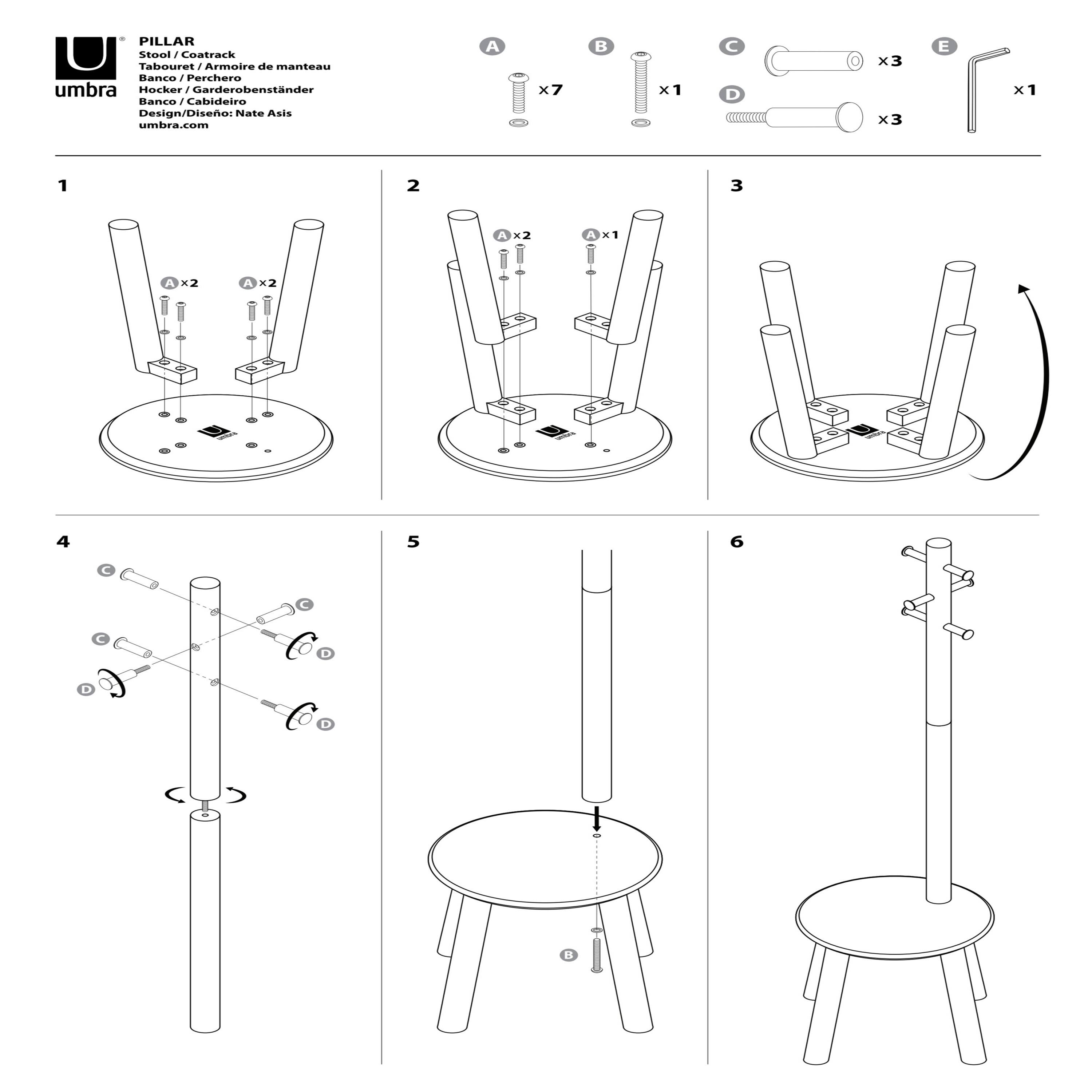 Umbra 65" Pillar Stool & Coatrack