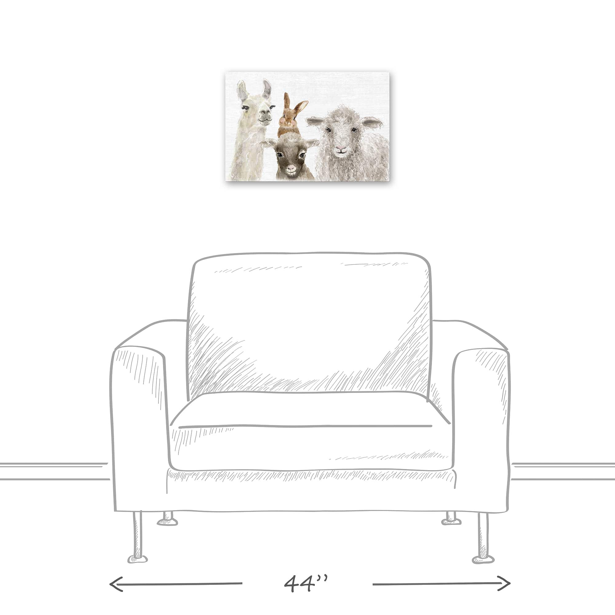 Baby Barn Animals 12" x 18" Canvas Wall Art