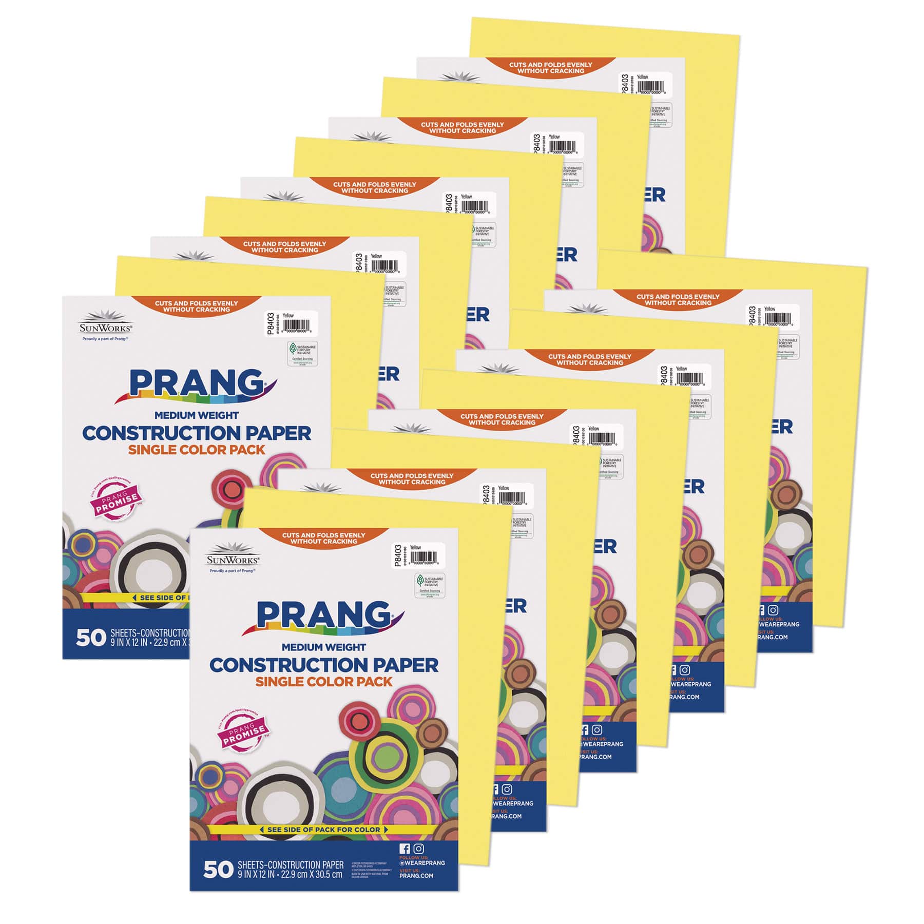 Prang® 9" x 12" Yellow Medium Weight Construction Paper, 10 Packs of 50 Sheets