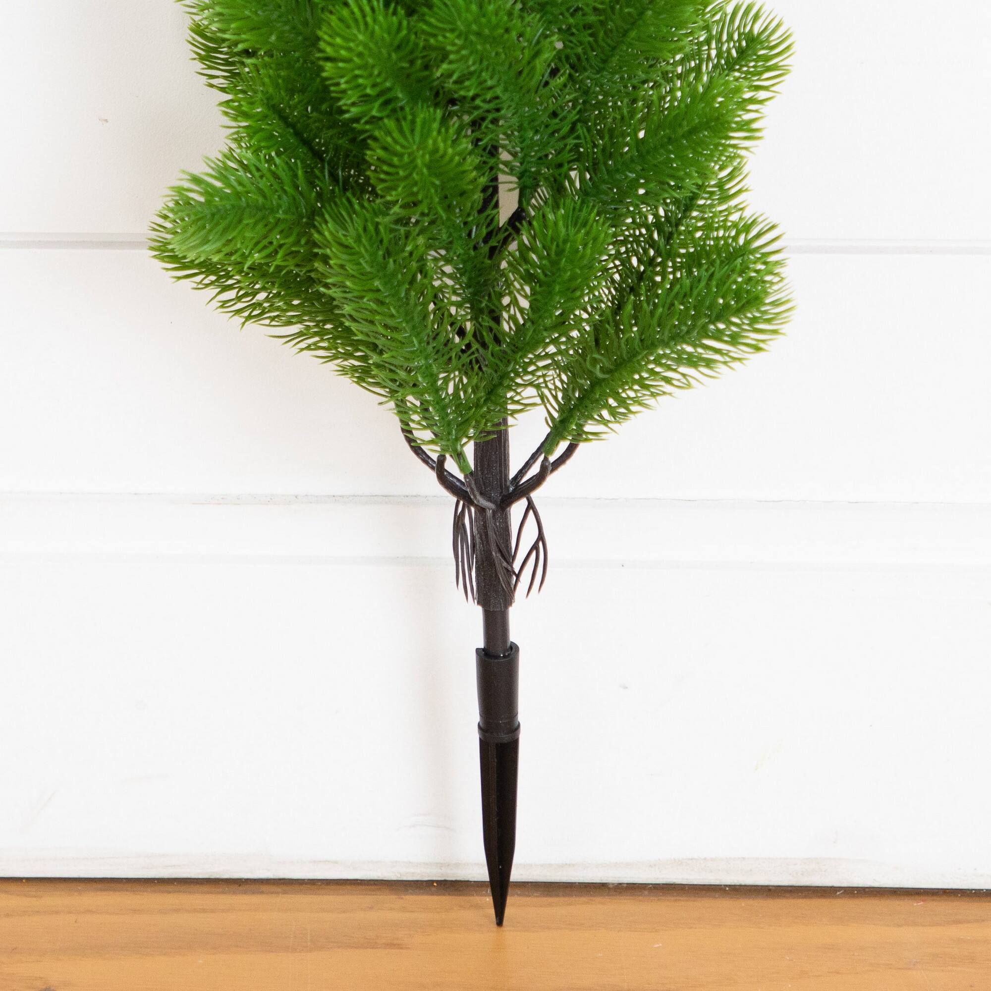 Nearly Natural 19" Green UV Resistant Artificial Christmas Pine with Stakes, 2ct.