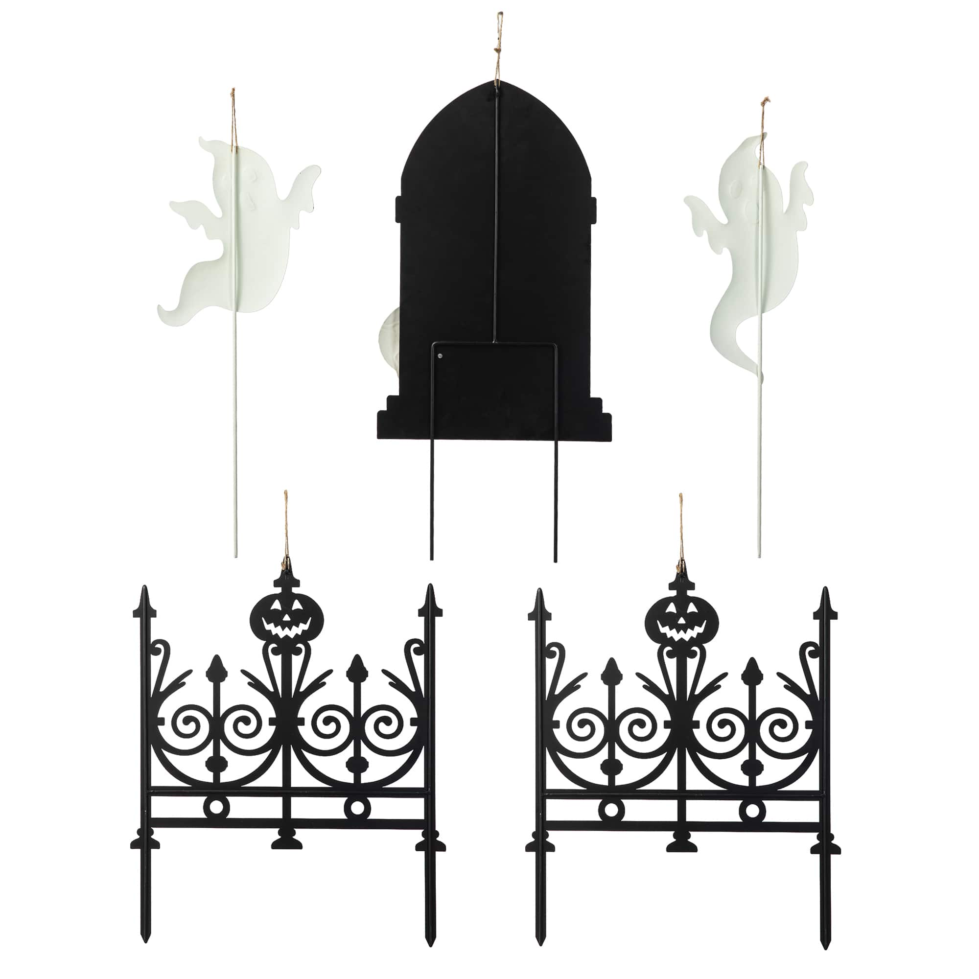 Glitzhome® 24" 5-Piece Halloween Metal Graveyard Yard Stake Set