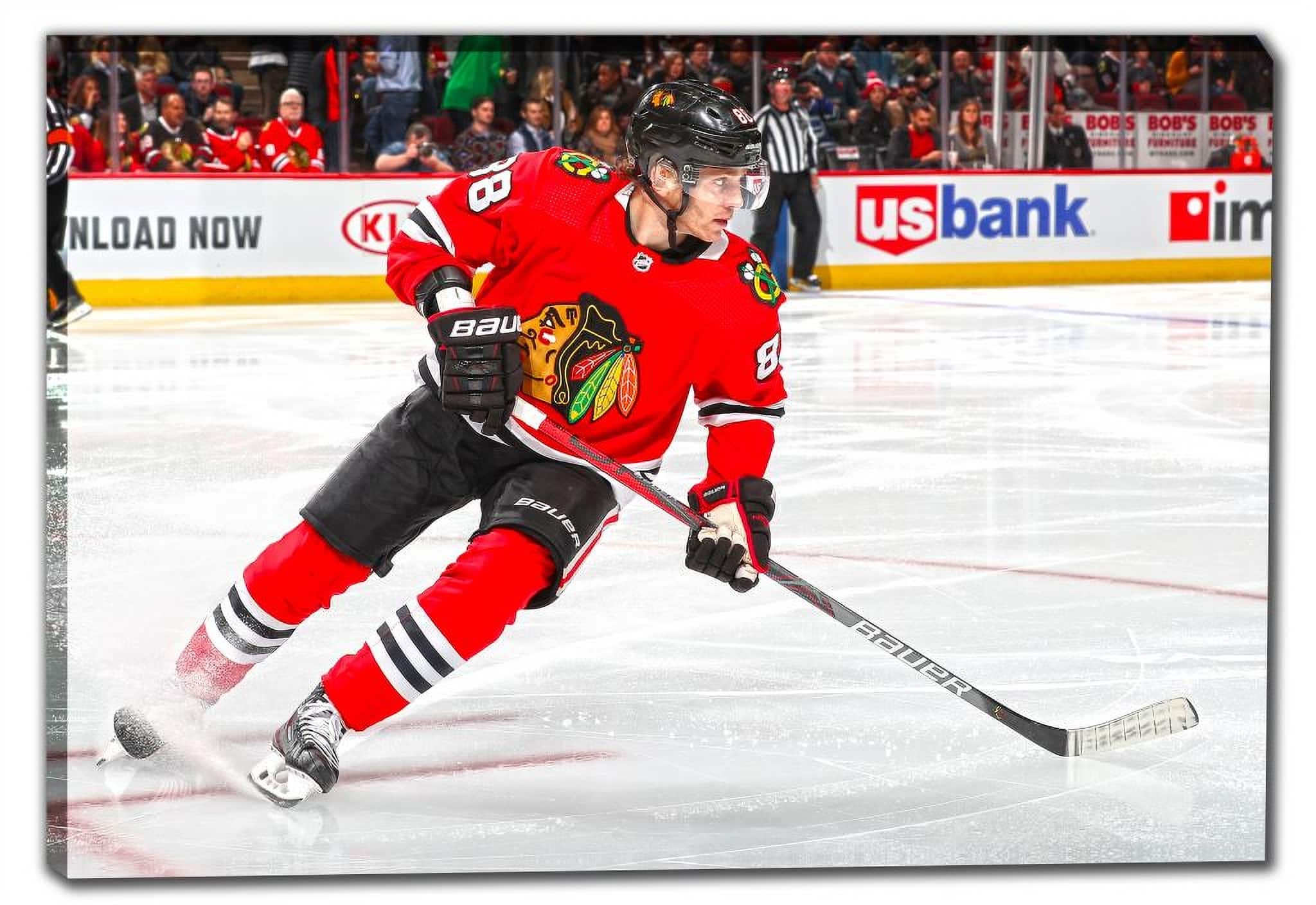 Patrick Kane 20" x 29" Framed Canvas Blackhawks Red-H Skating 29" x 20"