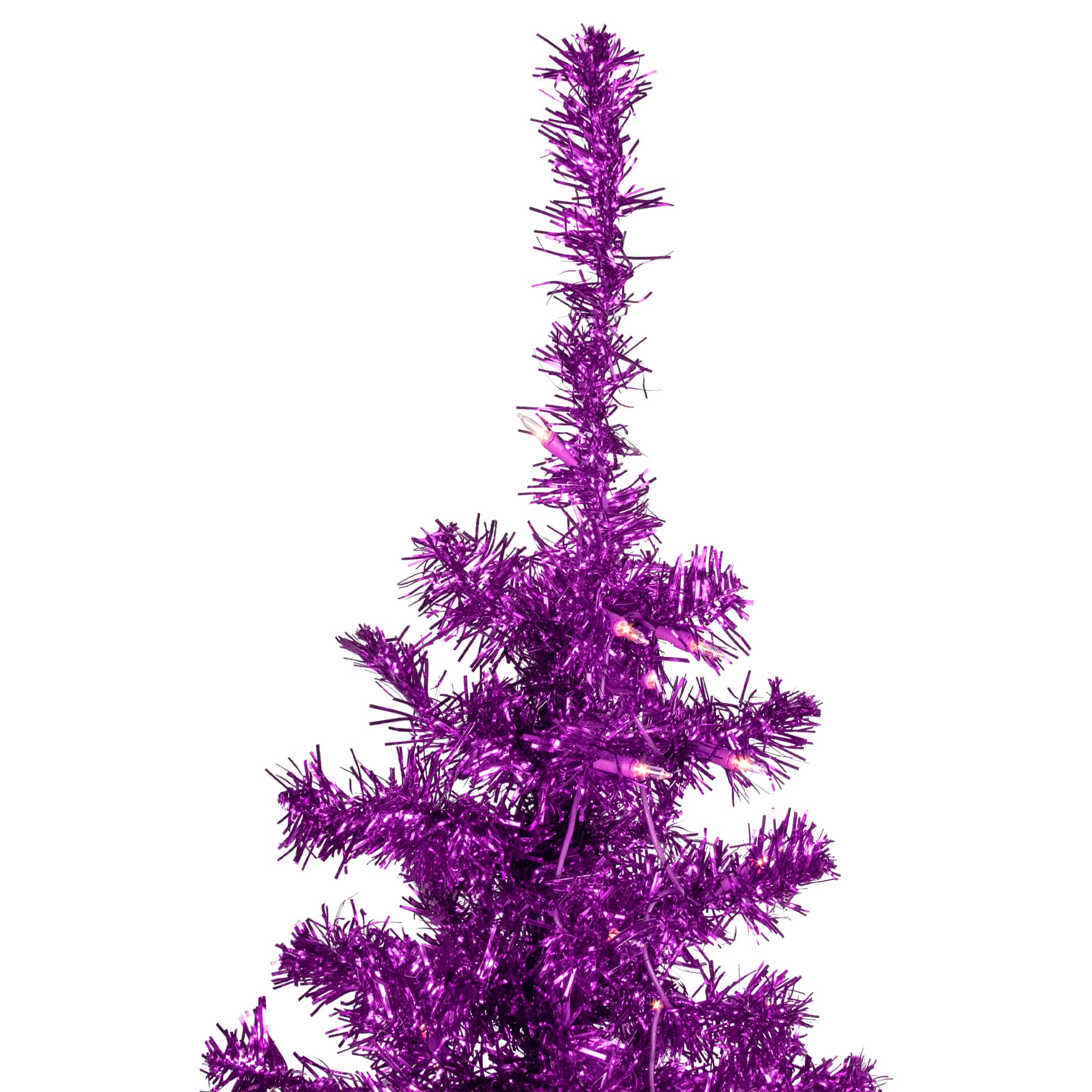 4ft. Pre-Lit Purple Tinsel Artificial Christmas Tree, Clear Lights