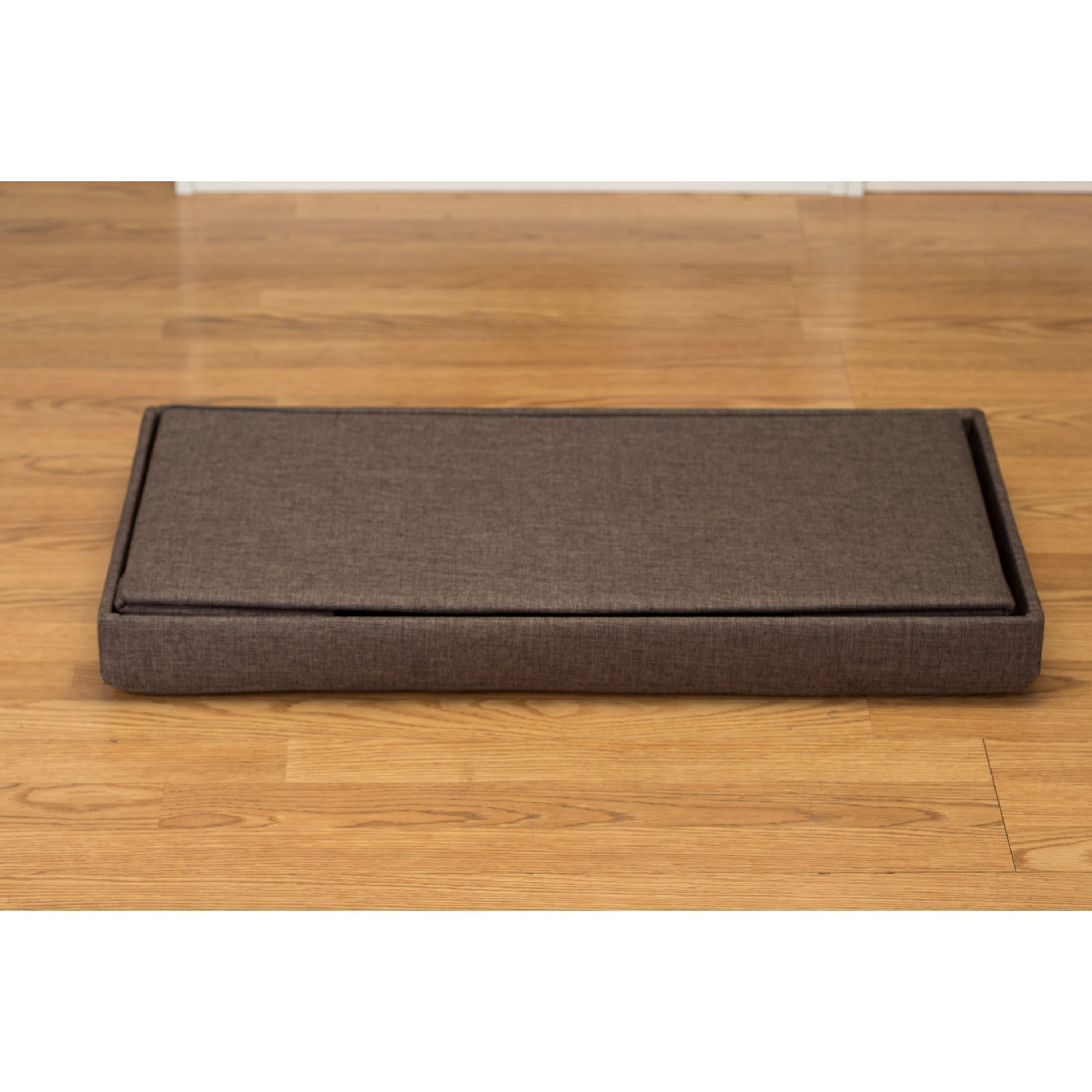Simplify 30" Faux Linen Double Folding Storage Ottoman